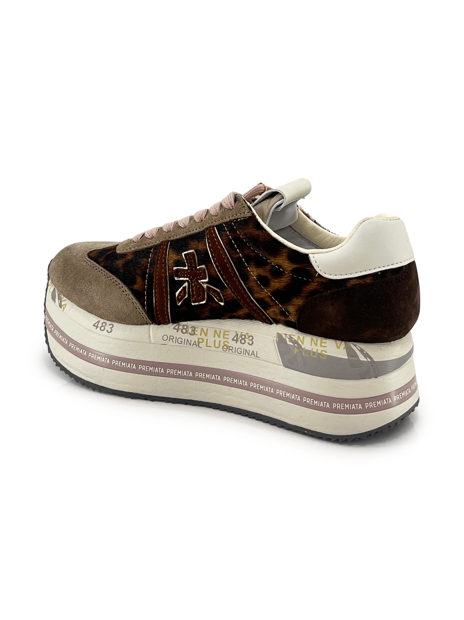 Premiata Animal Print Ponyskin Sneakers With Iconic Embossed Logo In Multi