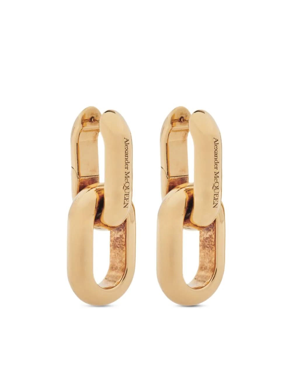 Shop Alexander Mcqueen Peak Chain Earrings In Gold