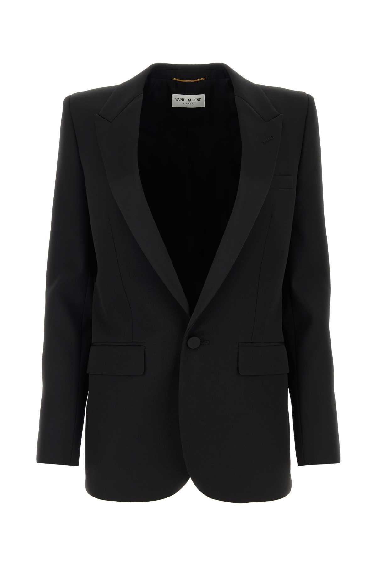 Shop Saint Laurent Black Wool Blazer In Noir
