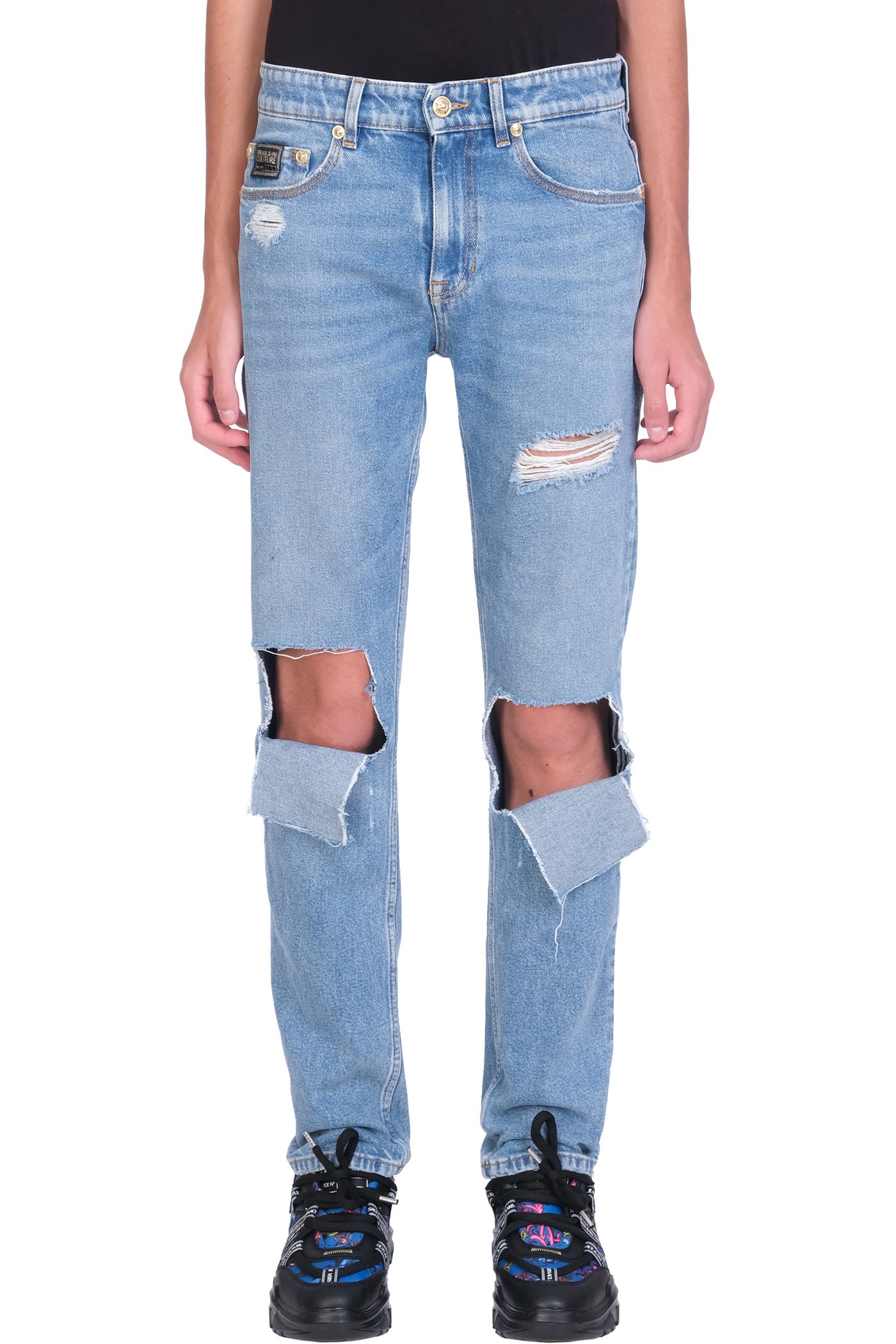 Versace Jeans Couture Jeans In Cyan Denim