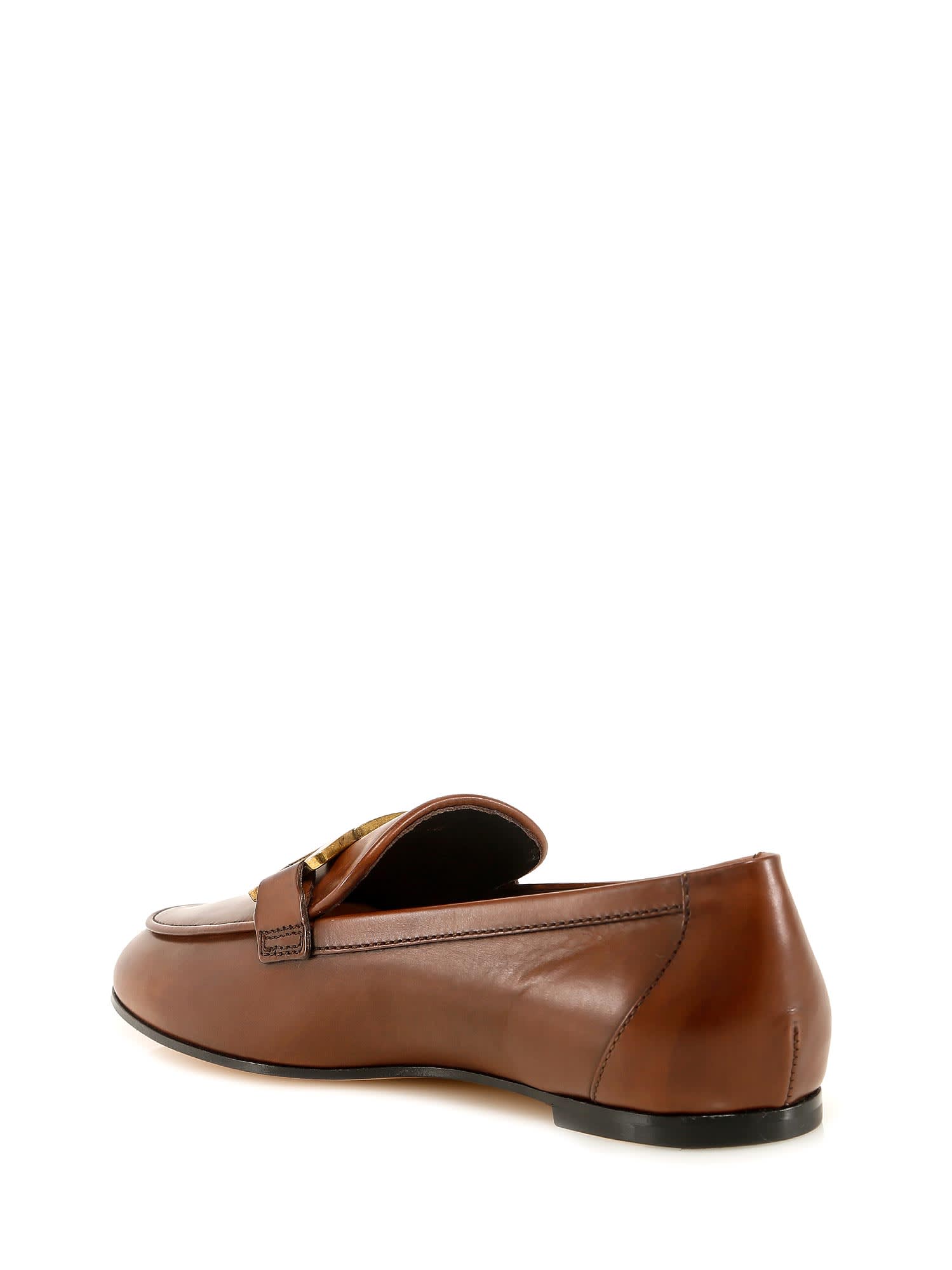 Shop Tod's Chain Link Loafer In Brown