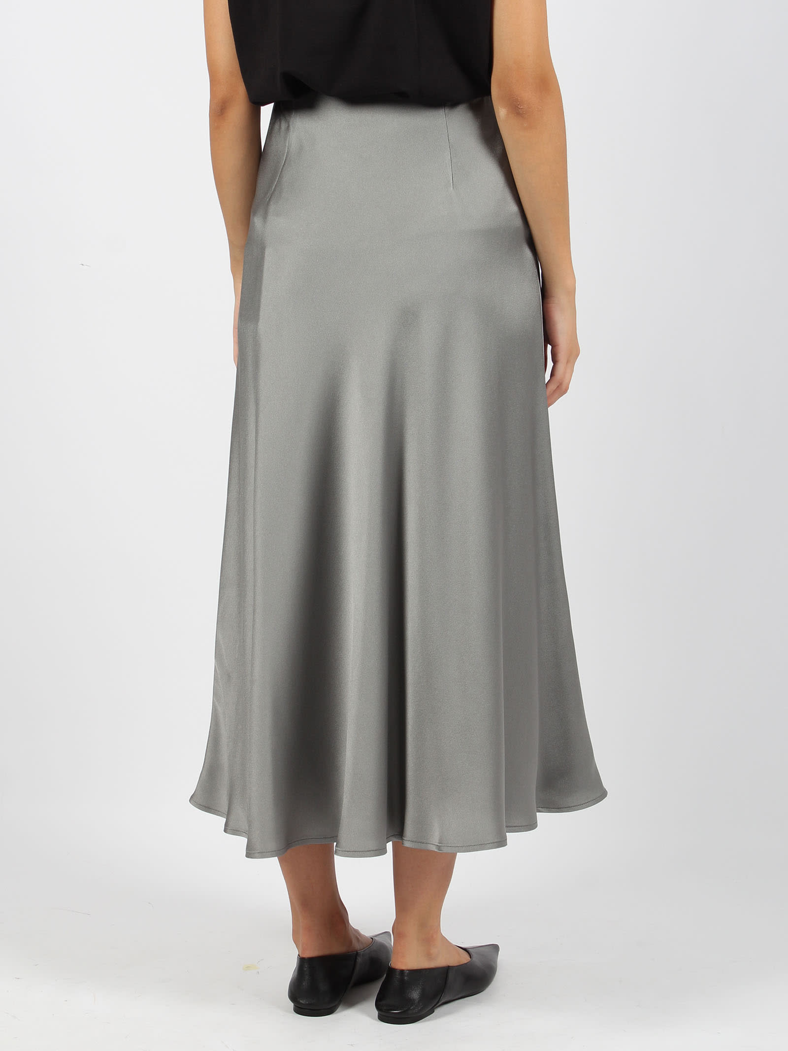 Shop Herno Satin Fluid Skirt In Grey