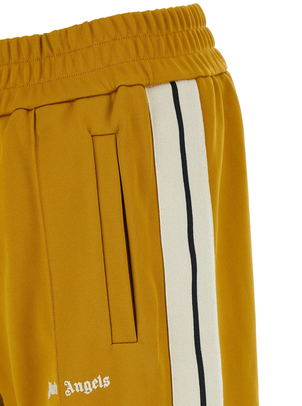 Shop Palm Angels Orange High Waist Pants With Logo Lettering On The Front In Tech Fabric Man