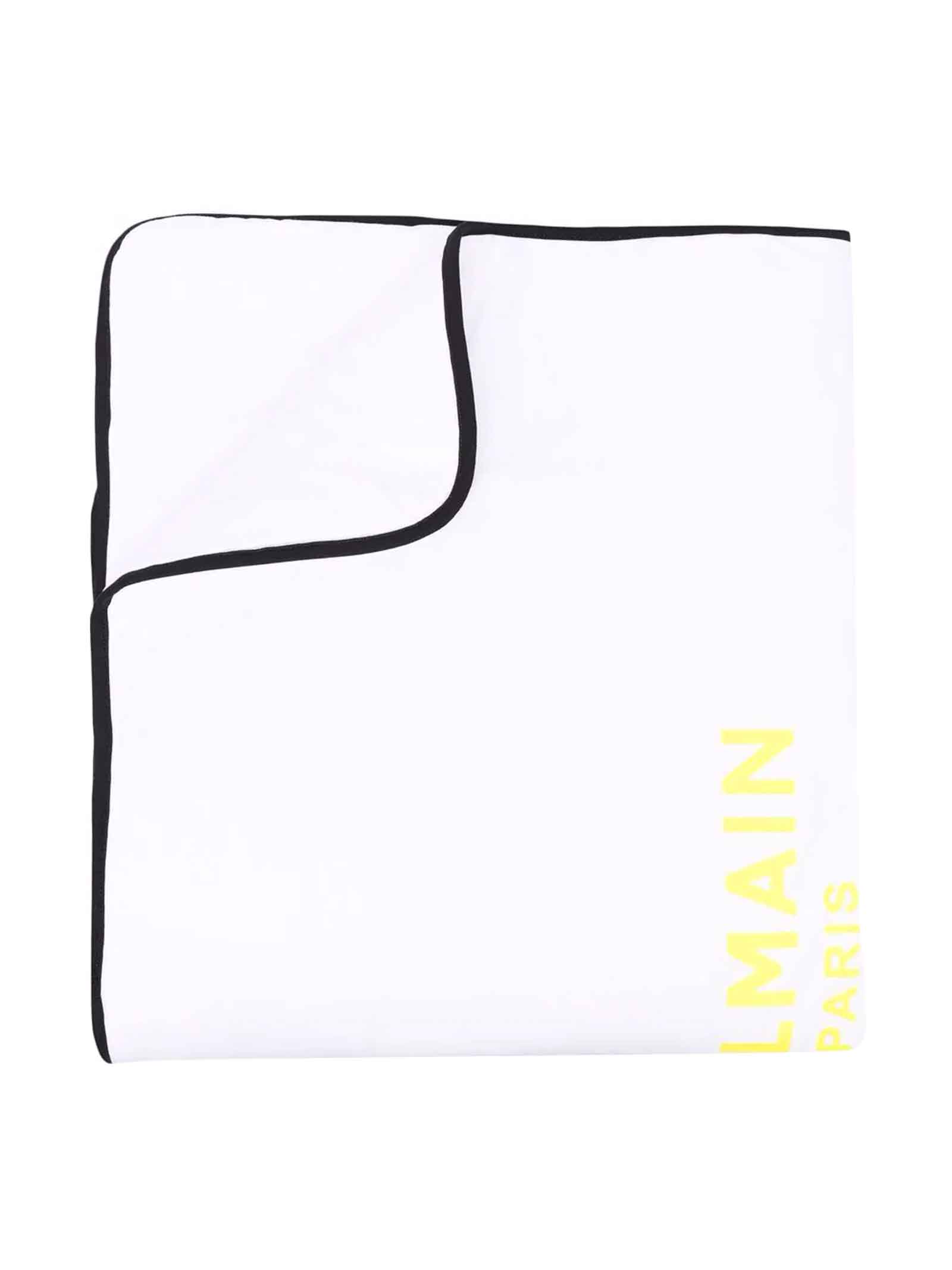 Balmain Newborn White Blanket