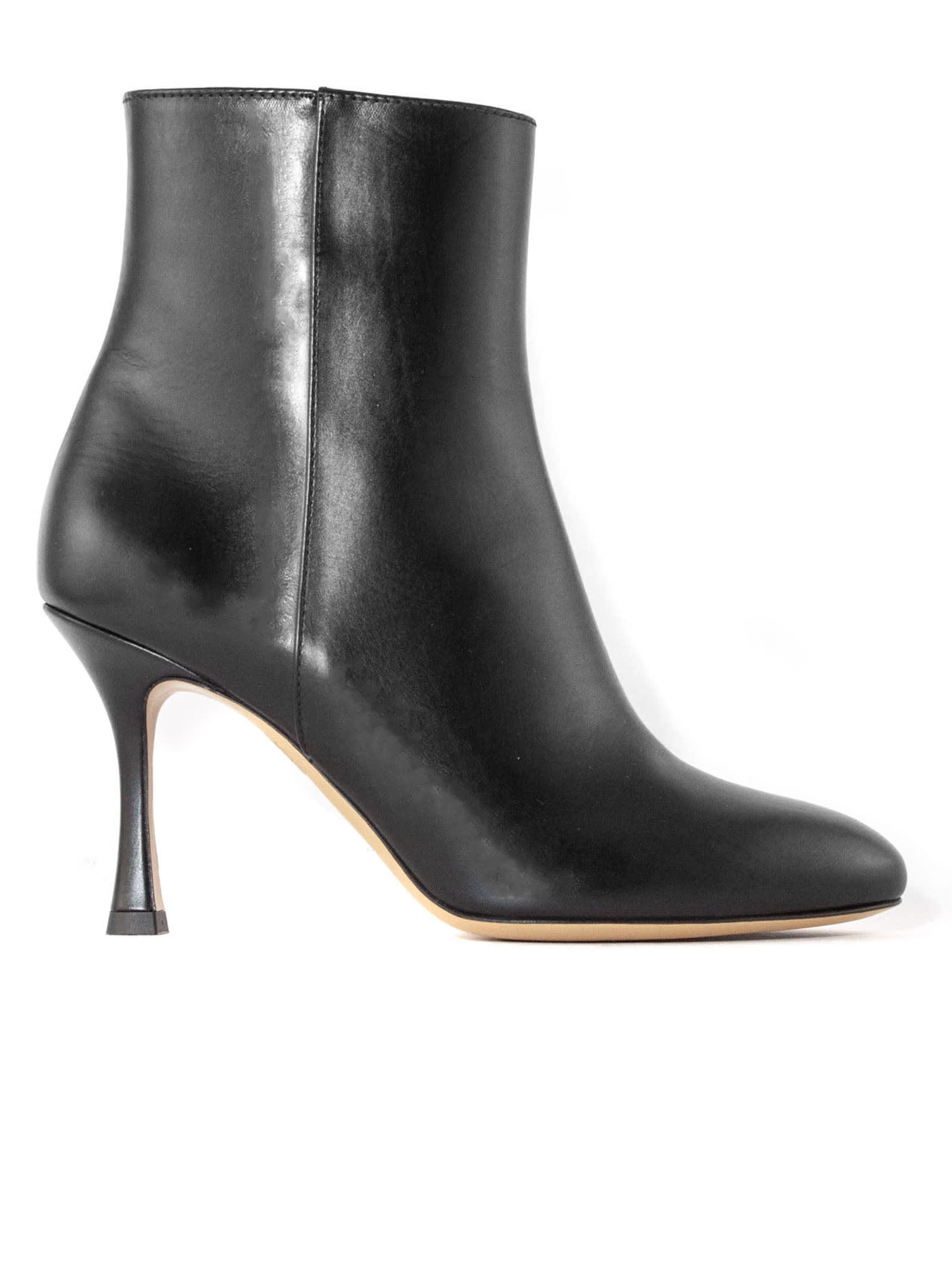 Black Leather Charly Ankle Boot