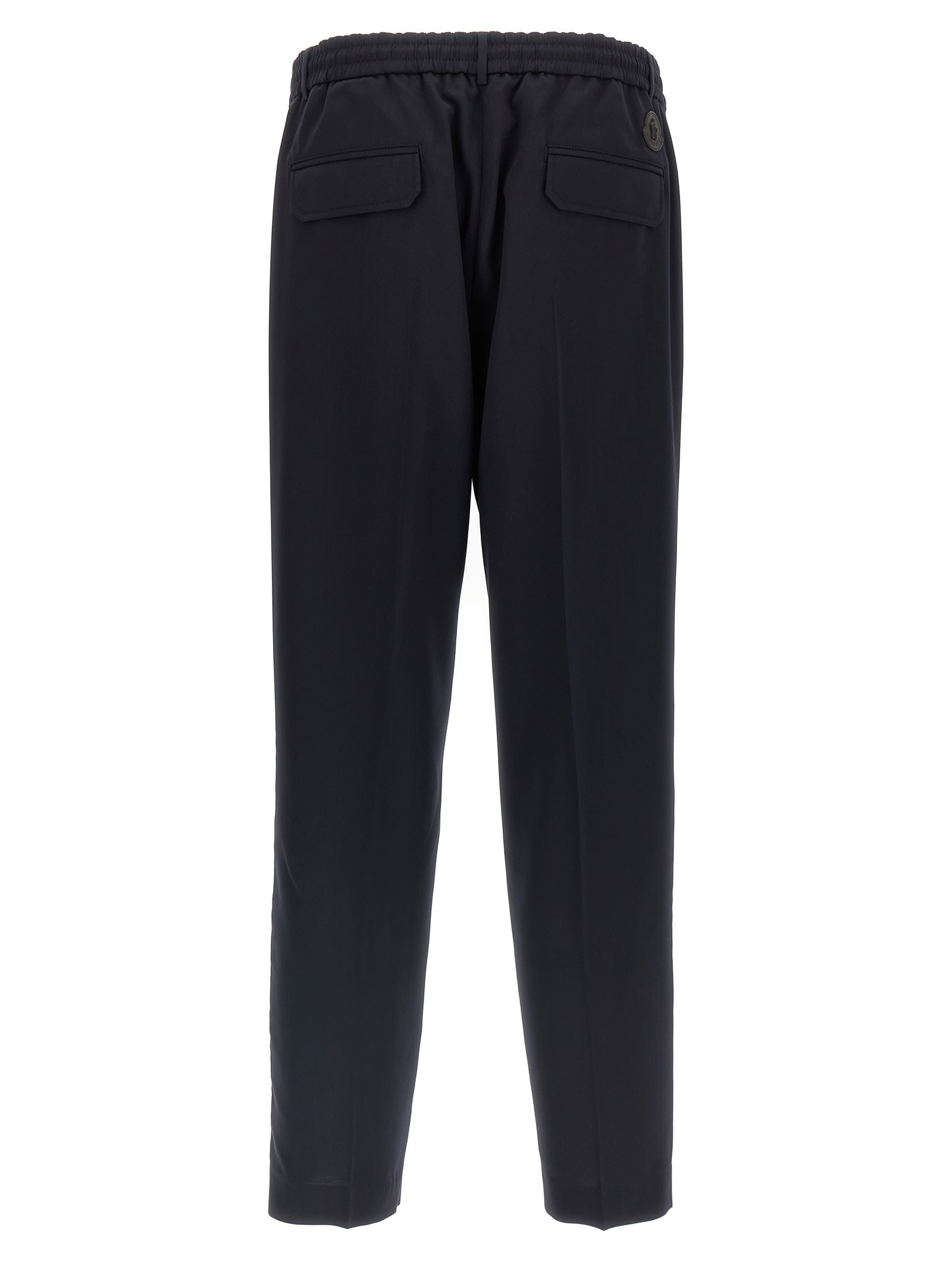 Moncler Wool-blend Trousers In Blue