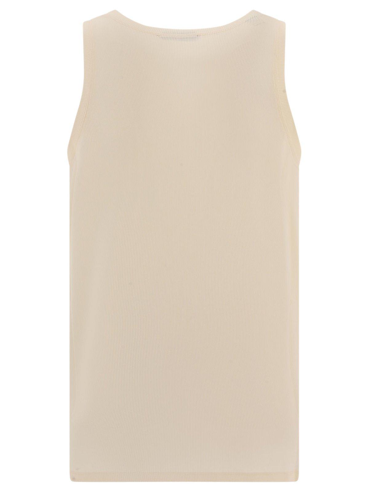 Shop Tom Ford Crewneck Ribbed Tank Top In Ivory