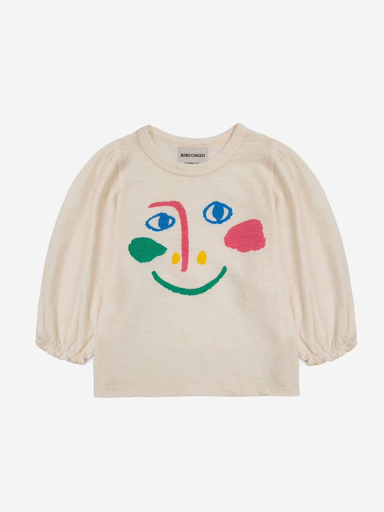 Bobo Choses Kids' Ivory T-shirt For Girl With Face Print