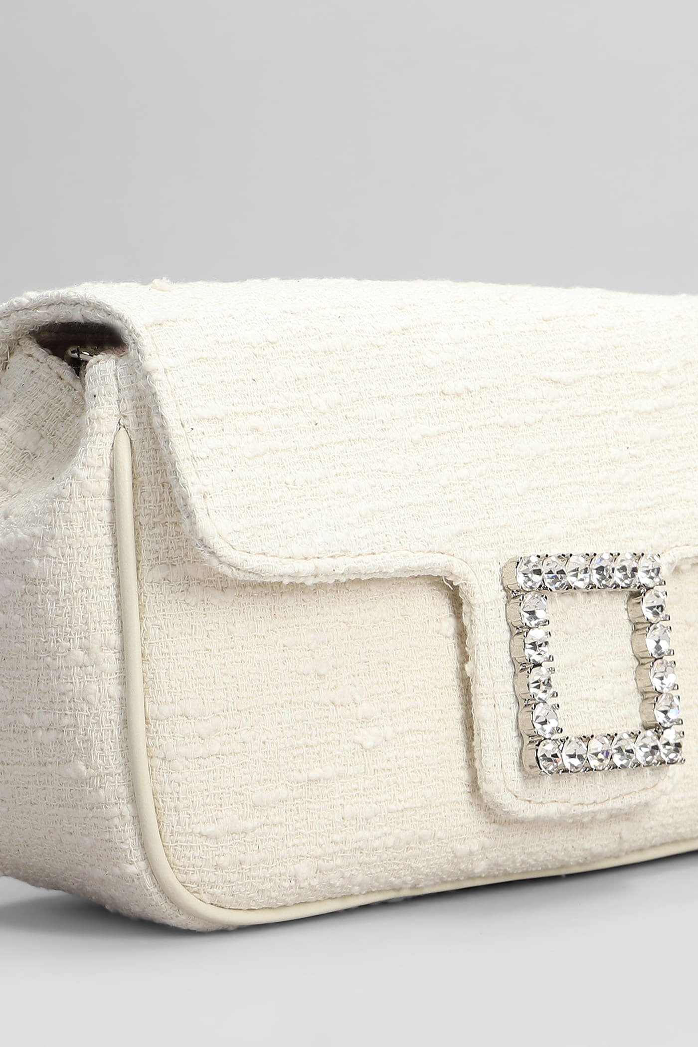 Roberto Festa Lunette Shoulder Bag In Beige Fabric In Beige