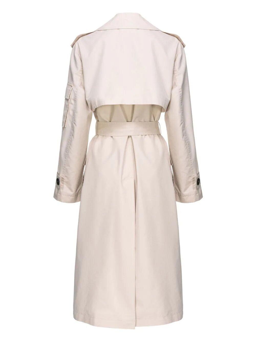 Shop Pinko Belted Double-breasted Trench Coat In Neutrals