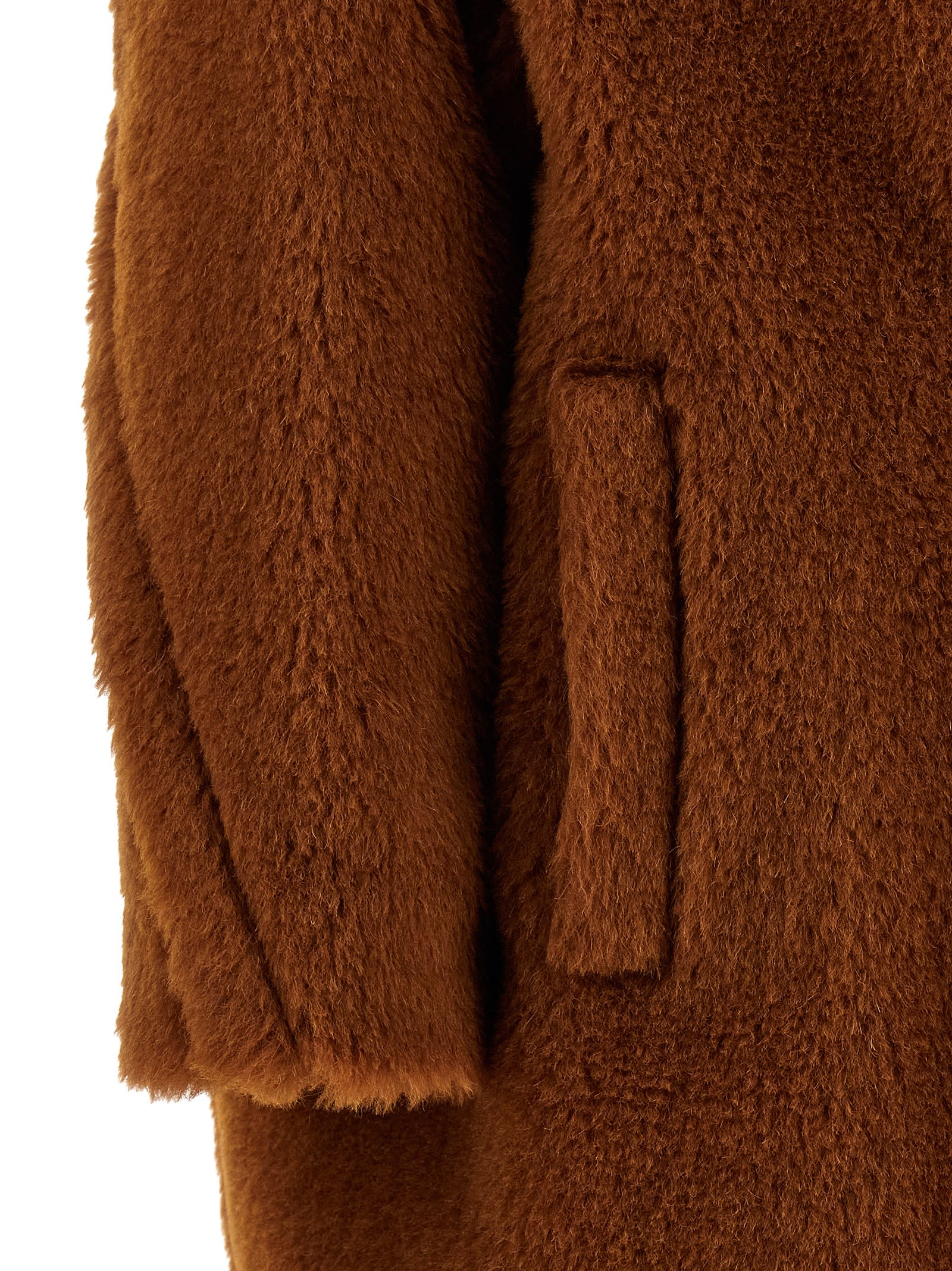 Max Mara Teddy Bear Icon Longline Faux Fur Coat In Brown