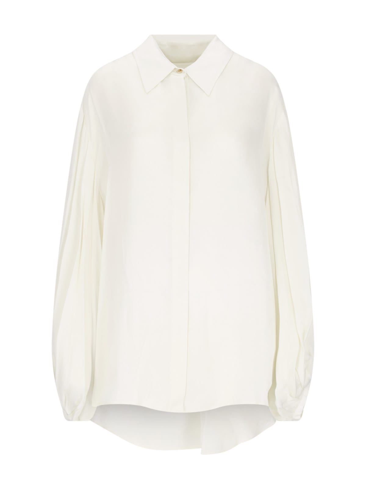 Shop Khaite The Bam Top Pleated Shirt In Crema