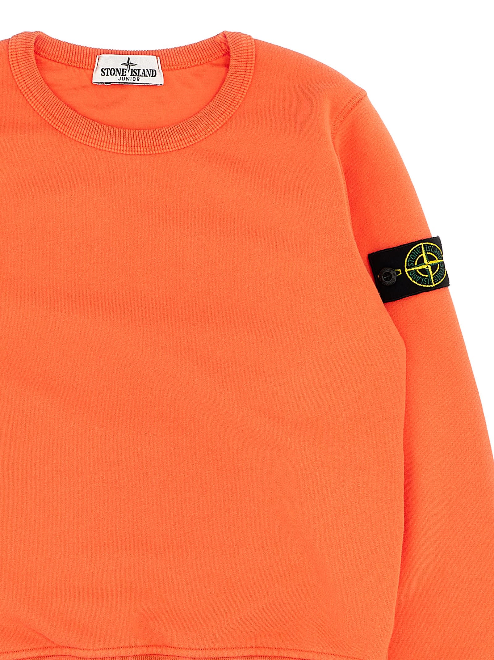 Stone Island Logo Patch Sweatshirt In Orange