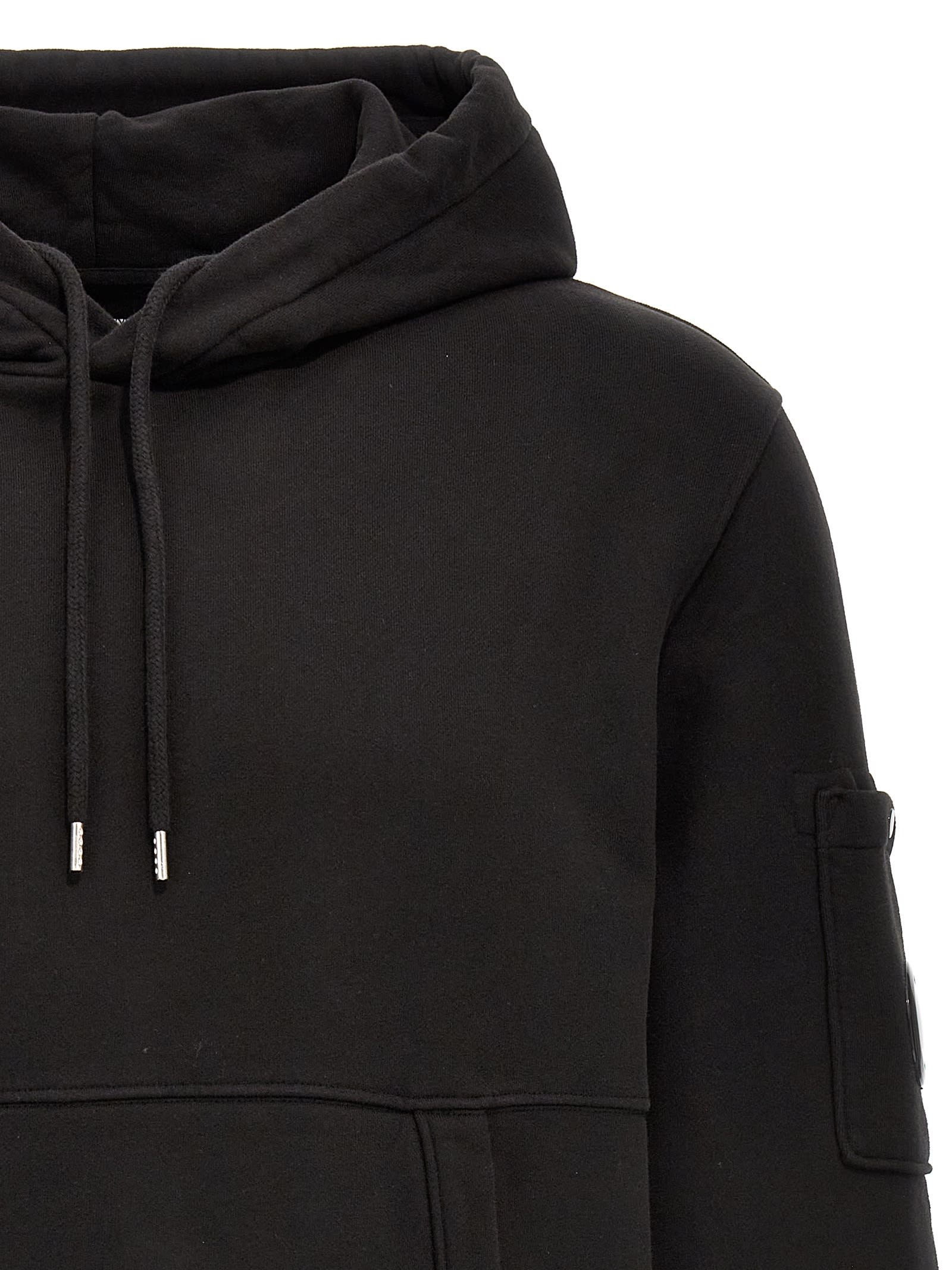 Shop C.p. Company Logo Badge Hoodie Fleece In Black