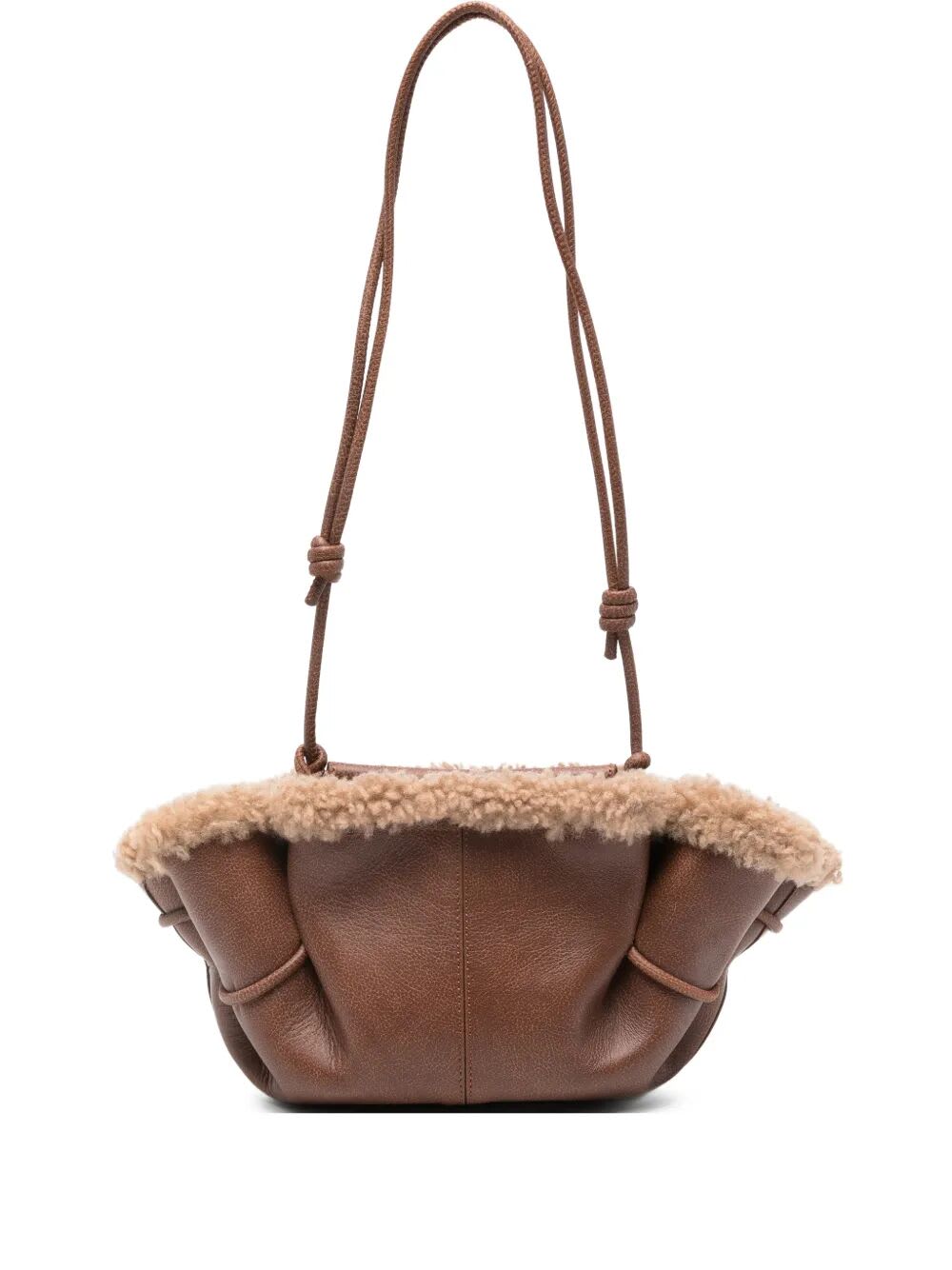 Hereu Arta Mini Curly Shearling Trims Bags In Brown