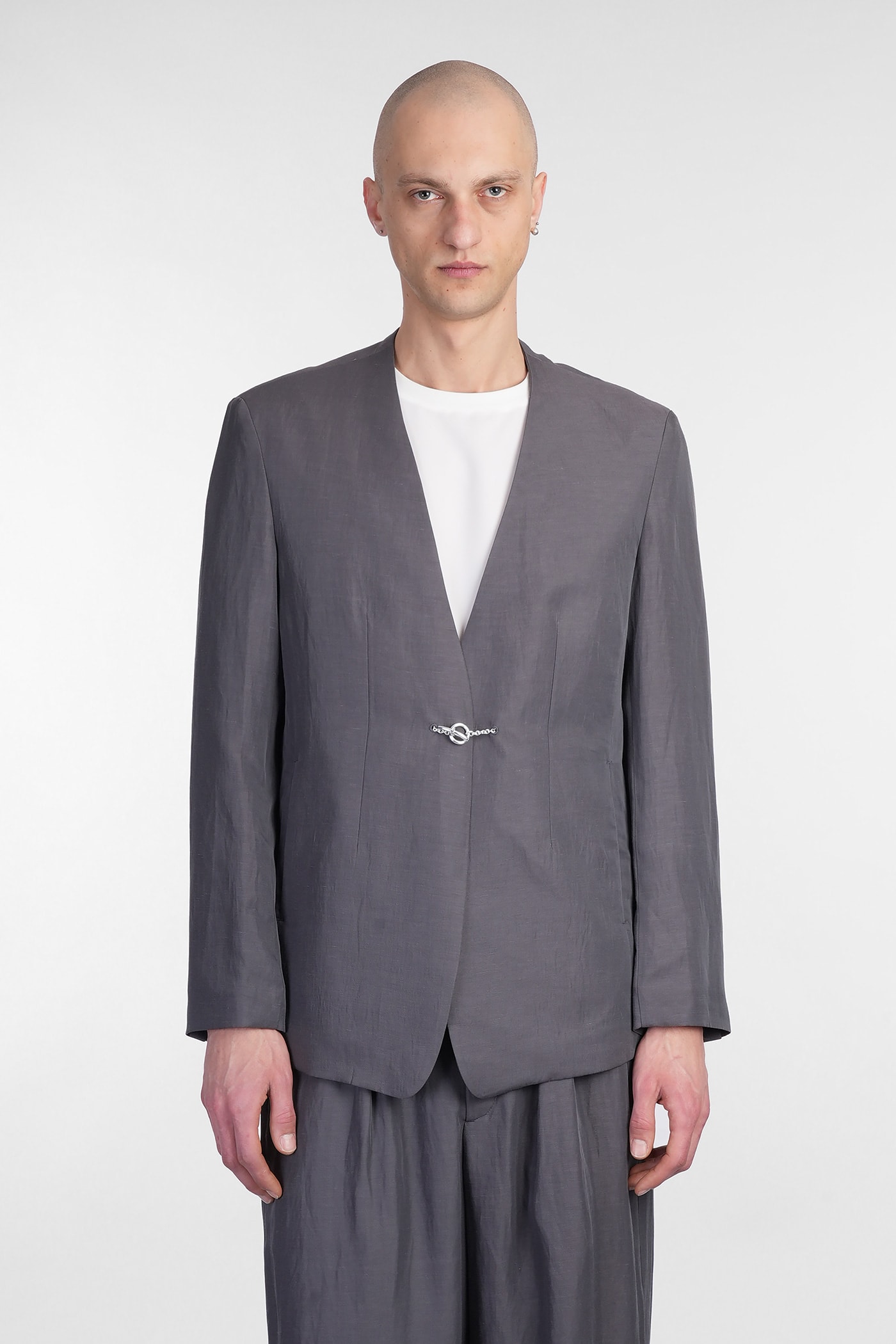 Blazer In Grey Linen