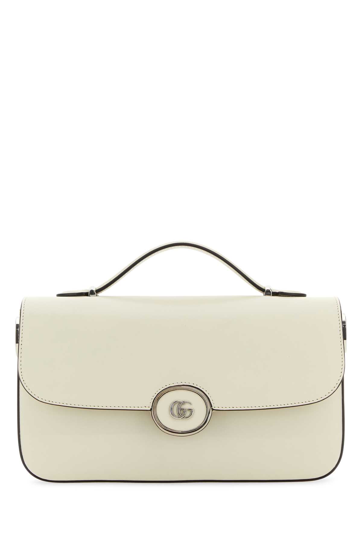 Shop Gucci Ivory Leather Small Petite Gg Handbag In Mysticwhite