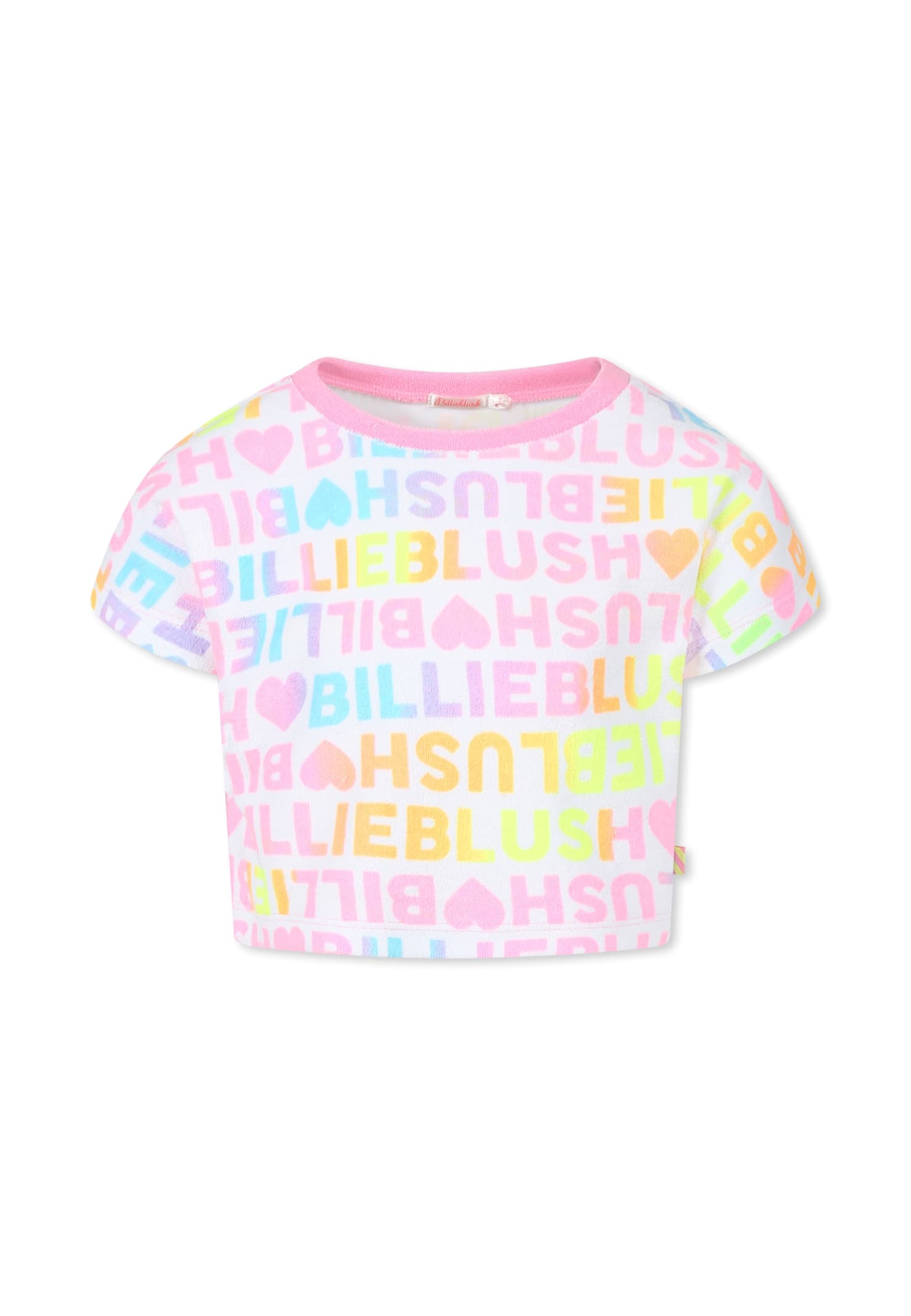 Billieblush White Crop T-shirt For Girl With Logo In White