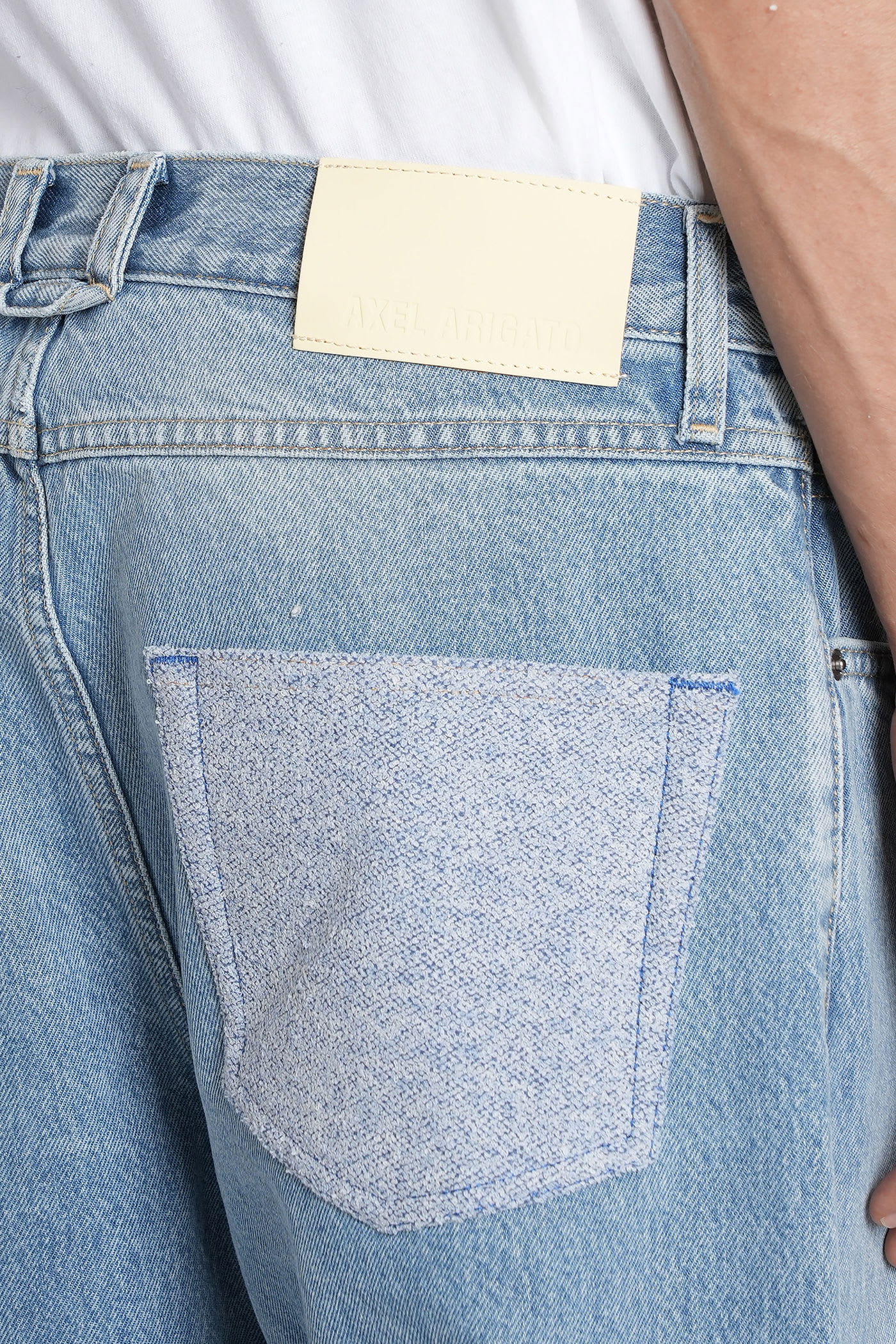 Axel Arigato Zine Embroidered Jeans In Cyan Denim In Blue