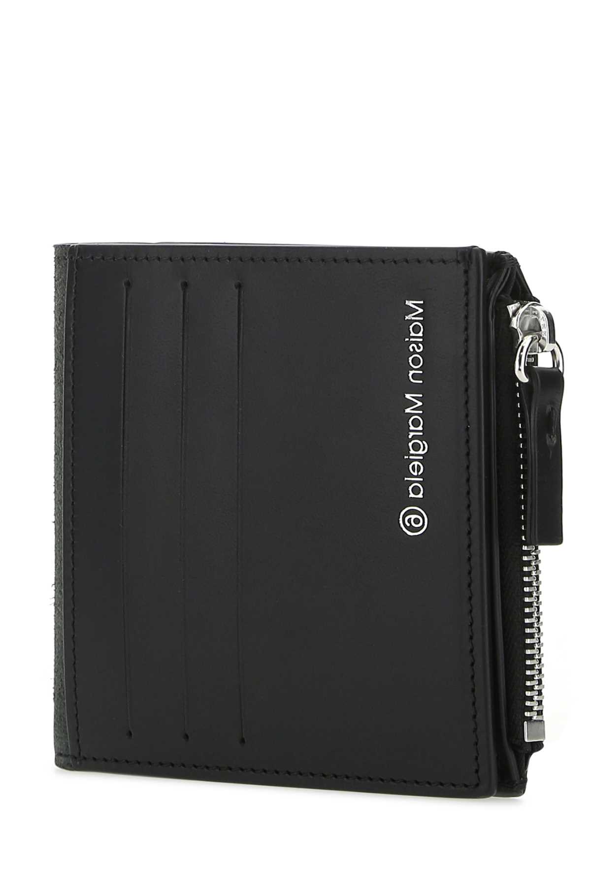 Shop Mm6 Maison Margiela Black Leather Wallet In T8013