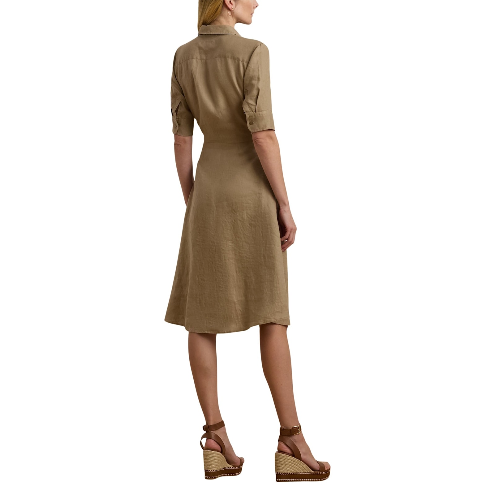Ralph Lauren Wakana Elbow Sleeve Day Dress In Neutral