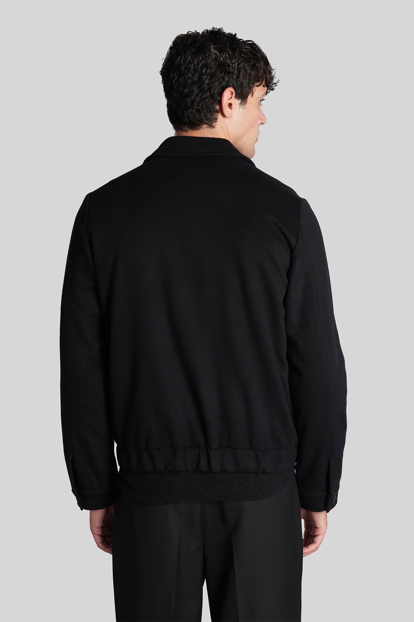 Costumein Polov Bomber Jacket In Black Wool In Black