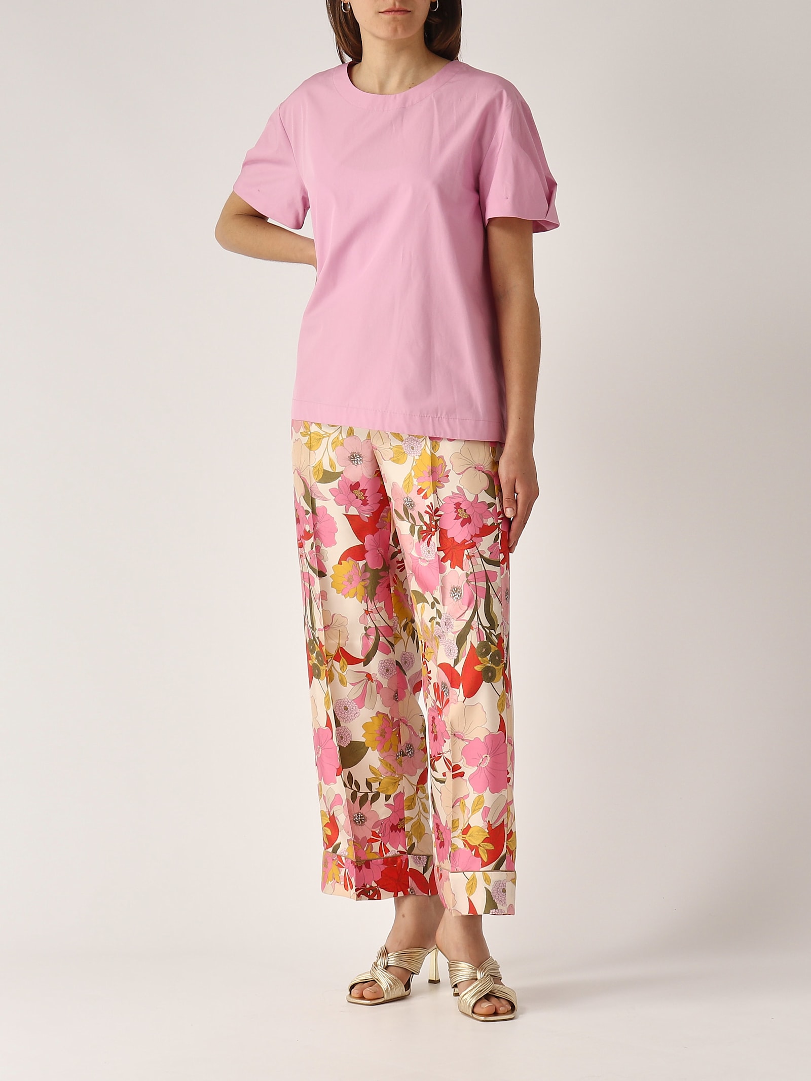 's Max Mara Elastic Waistband Floral Print Lightweight Wide Leg Trousers In Floreale