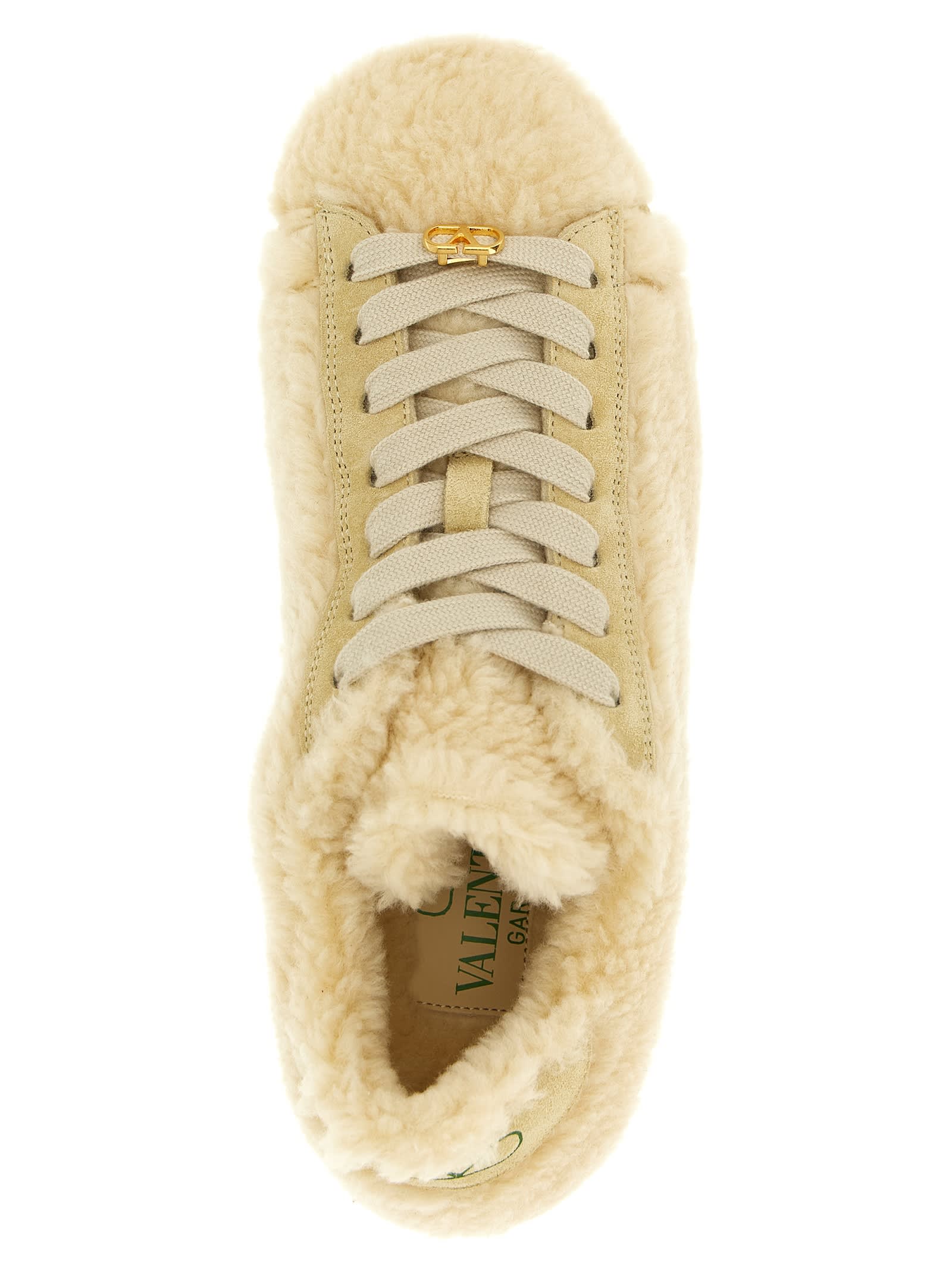 Valentino Royco Low-top Faux Fur Sneakers In Neutral