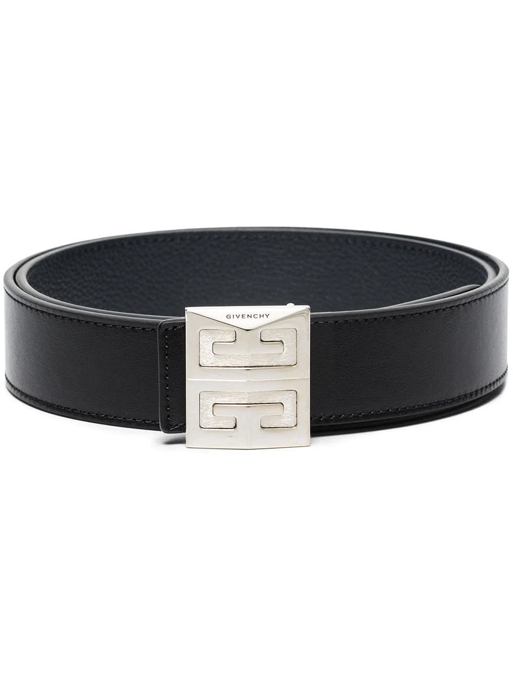 Givenchy Man 4g Reversible Belt In Black And Dark Blue Grained Leather