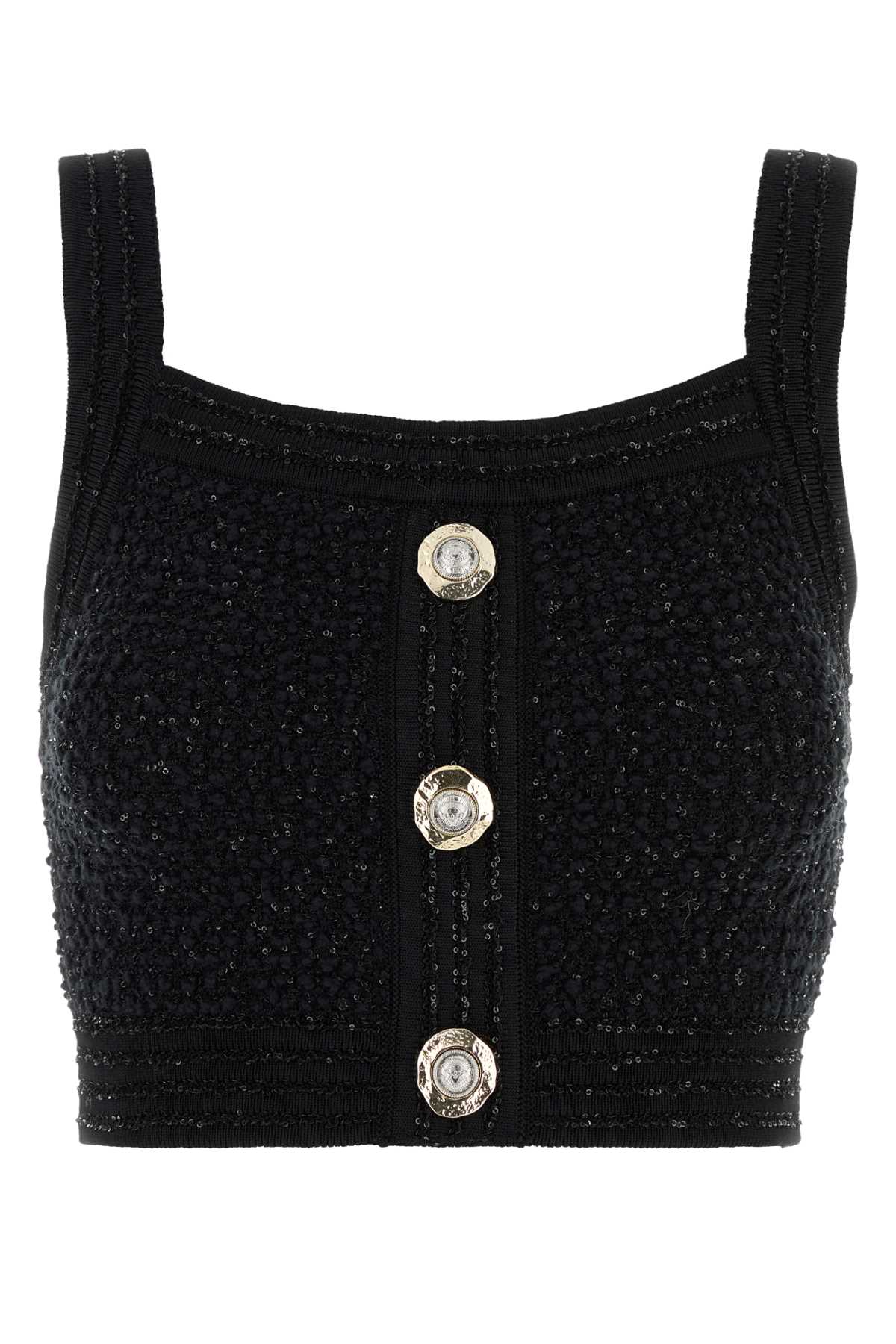 Balmain Light Tweed Top Straps In Black