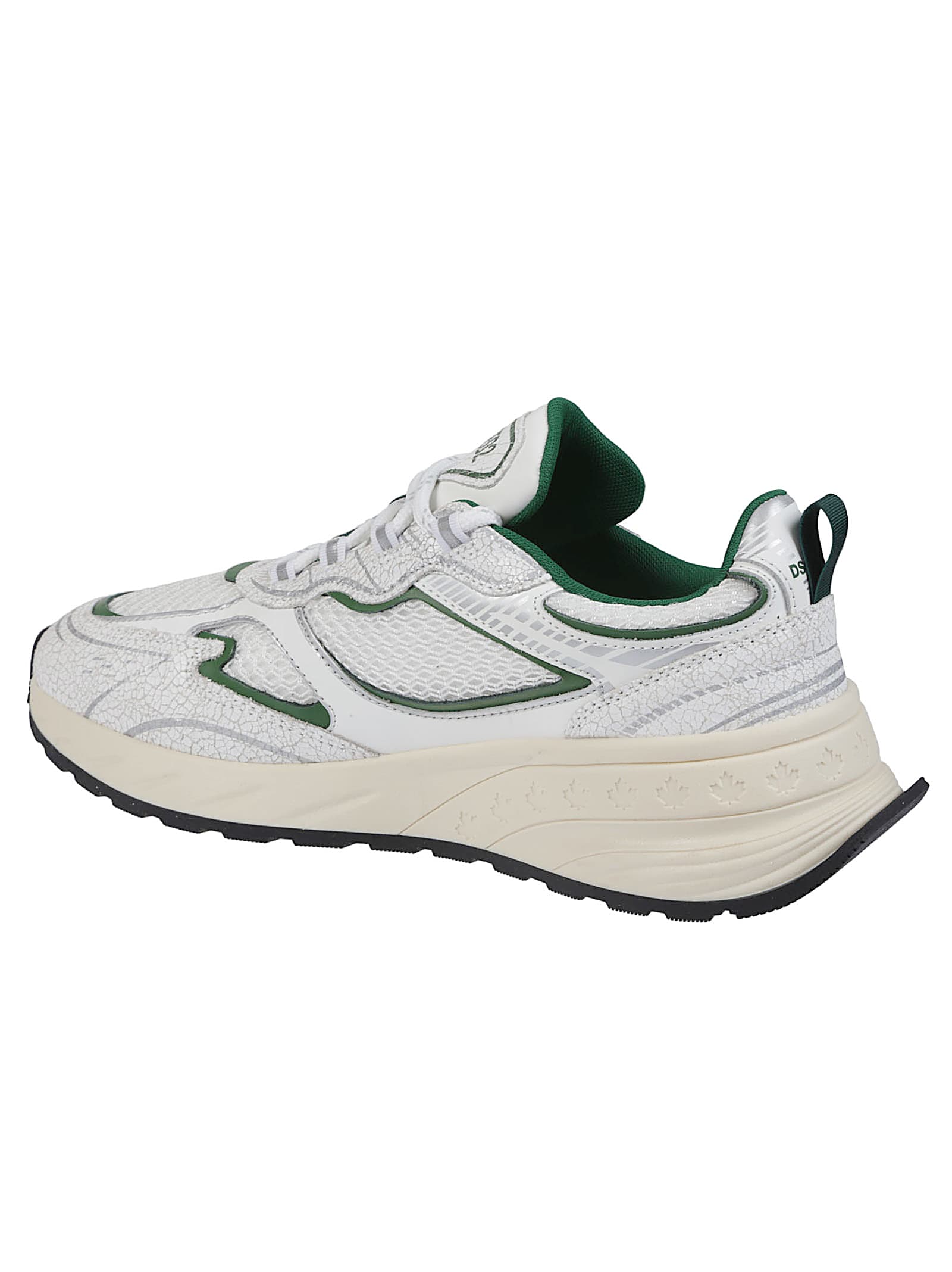 Dsquared2 Textured Mesh Sneakers Rubber Sole Pull Tab In White