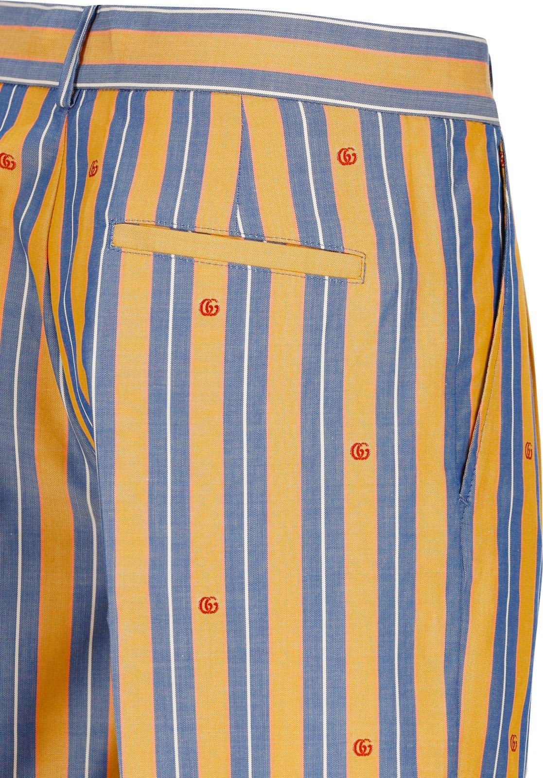 Shop Gucci Oxford Striped Shorts In Yellow Azure