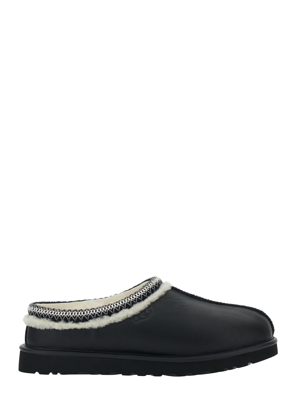 Ugg Round Toe Flat Sole Embroidered Sandals In Black