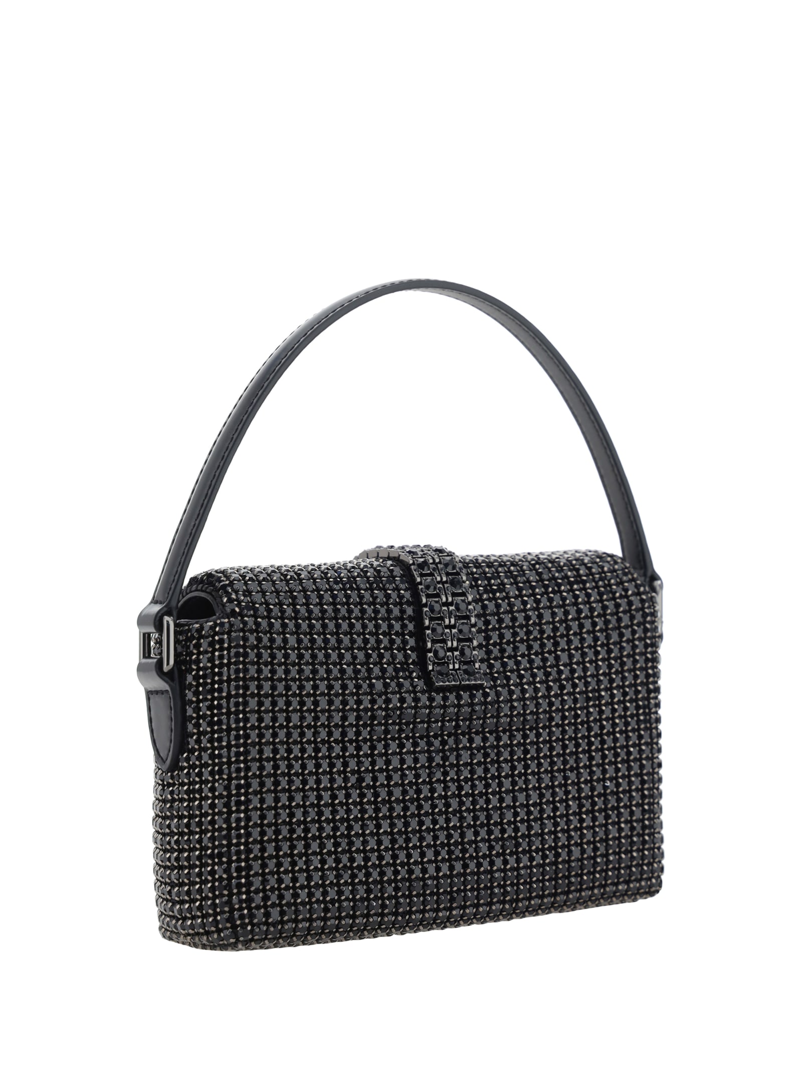 Shop Self-portrait Strass Baguette Handbag In Black