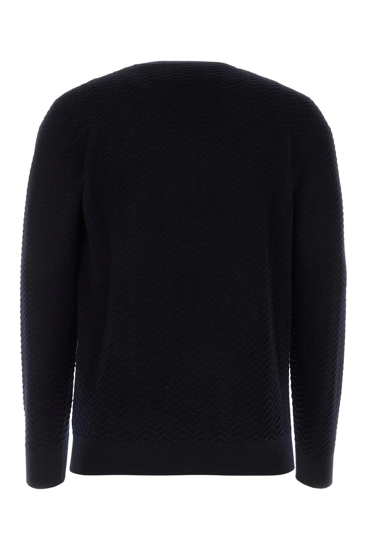 Shop Giorgio Armani Midnight Blue Wool Blend Sweater