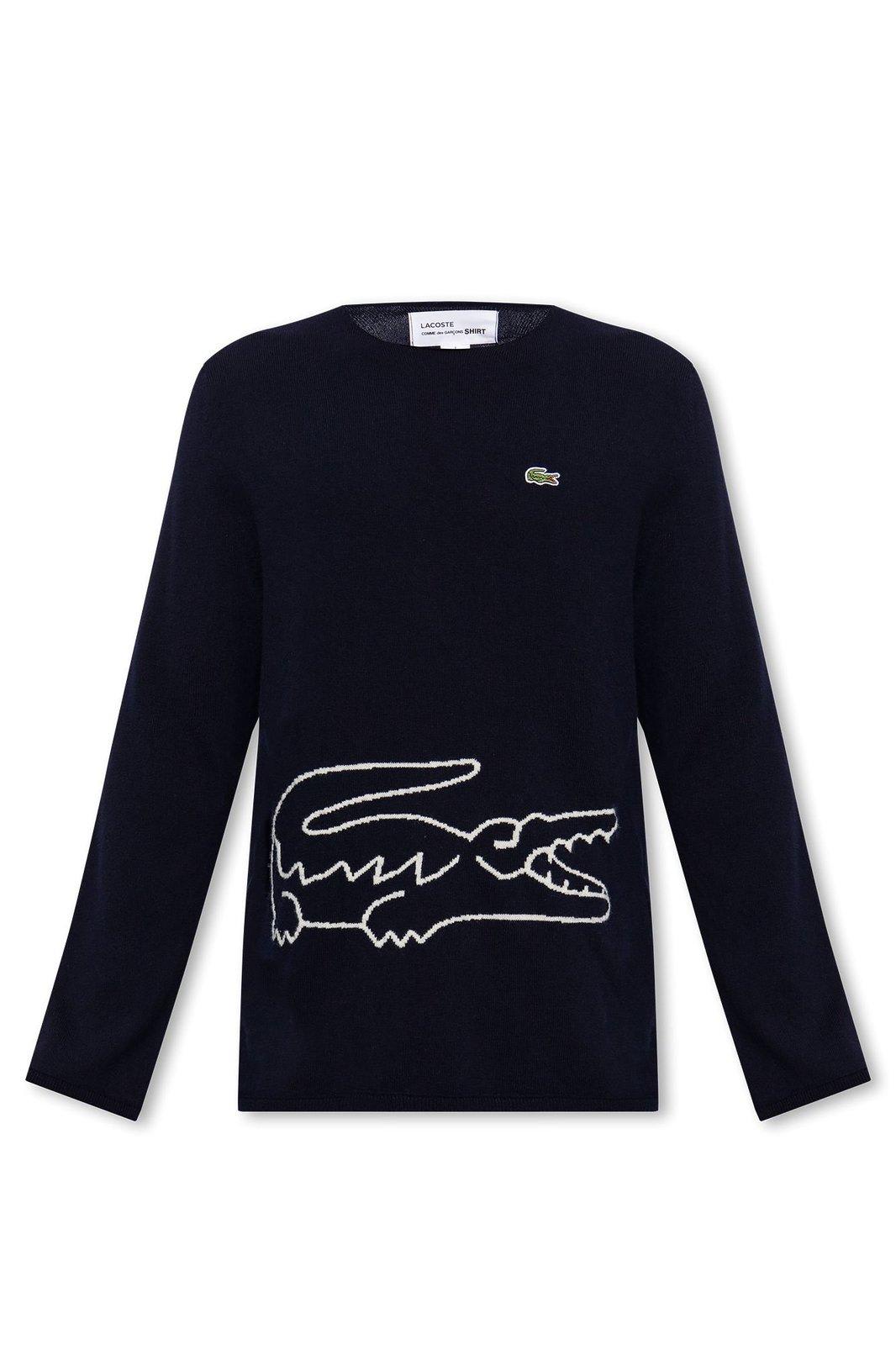 Comme des Garçons X Lacoste Logo Intarsia Knitted Jumper