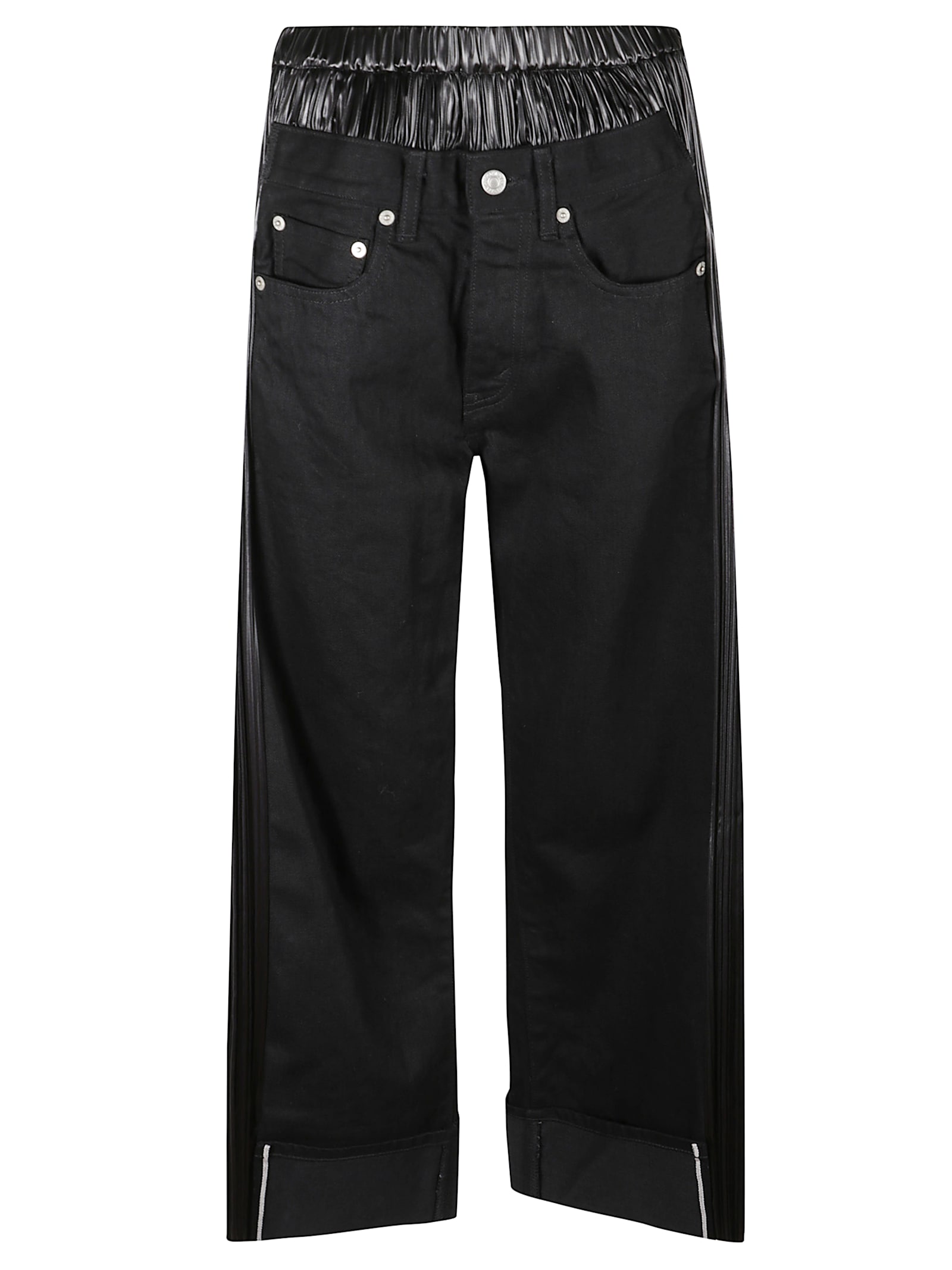 Junya Watanabe Denim And Faux Leather Jeans In Black