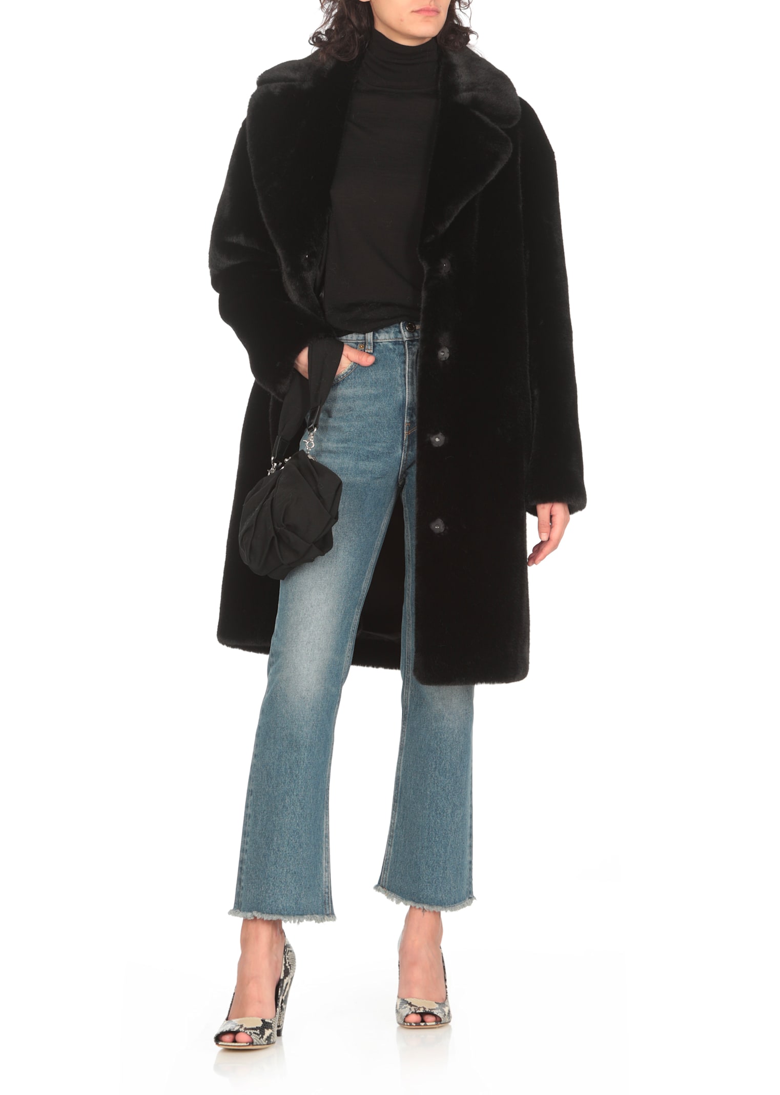 Shop Stand Studio Camille Cocoon Coat In Black