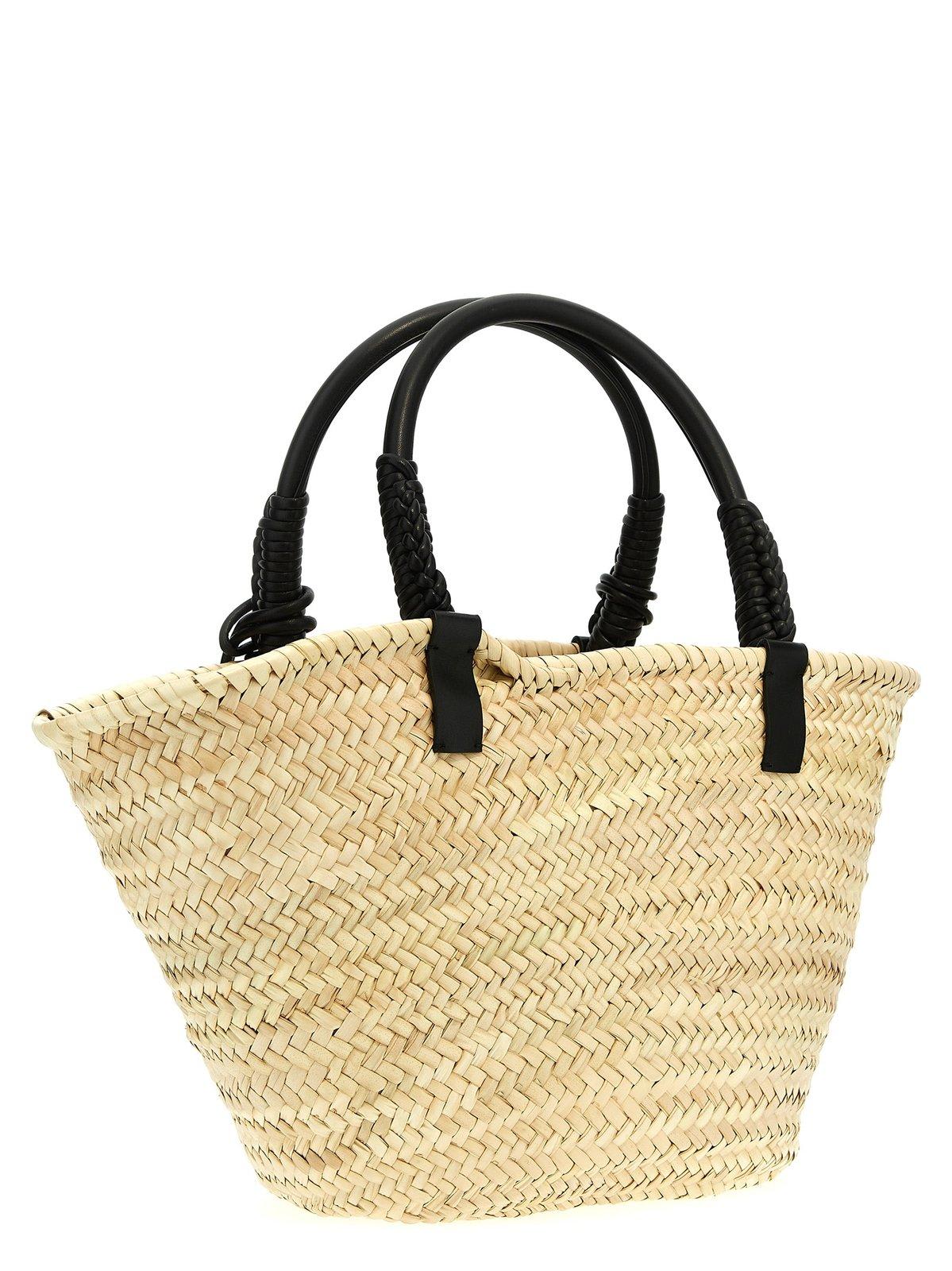 Shop Alanui Icon Palm Leaf Big Tote Bag In Beige