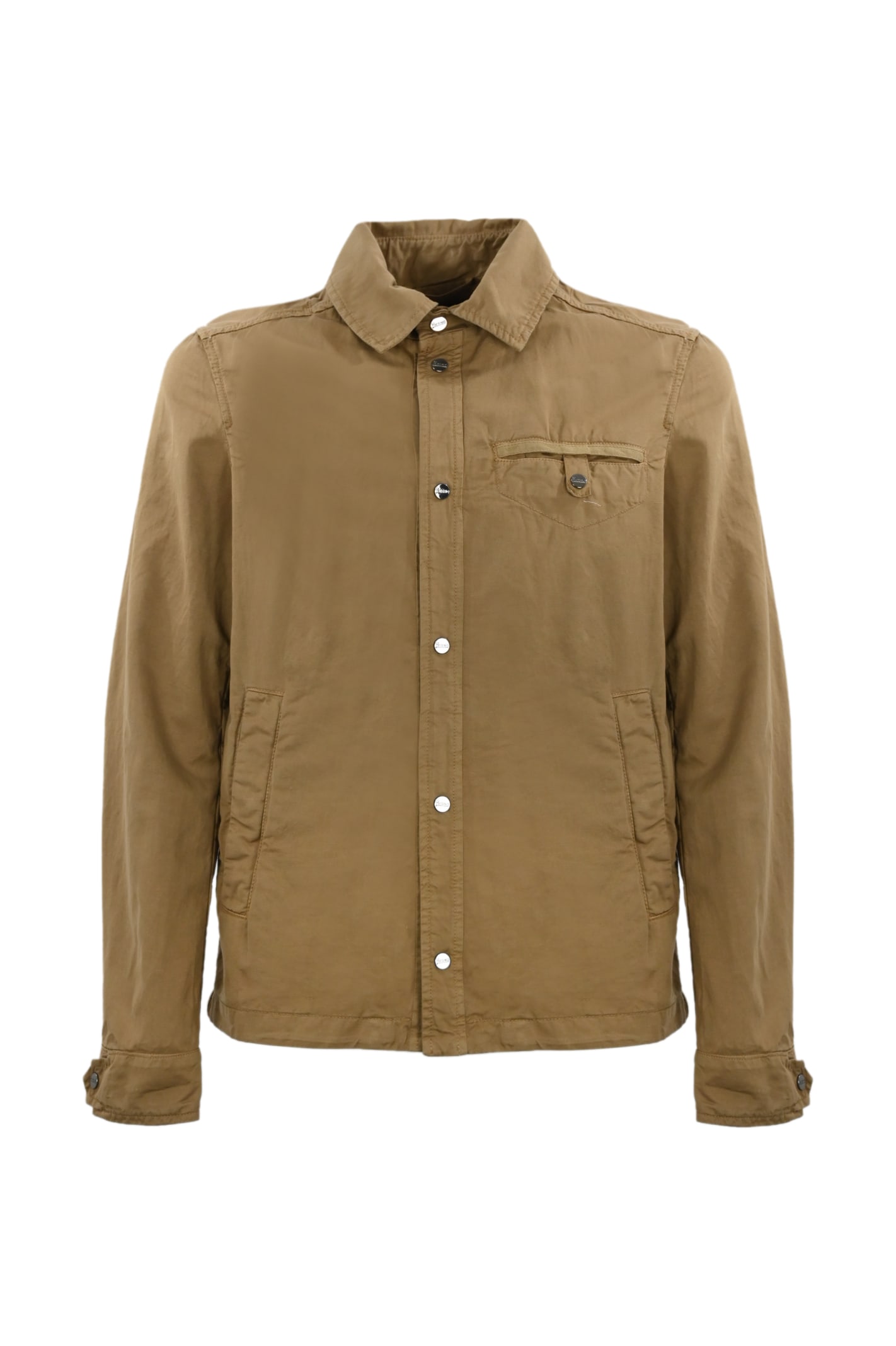 Shop Herno Jacket In Cotton And Linen Blend In Cammello