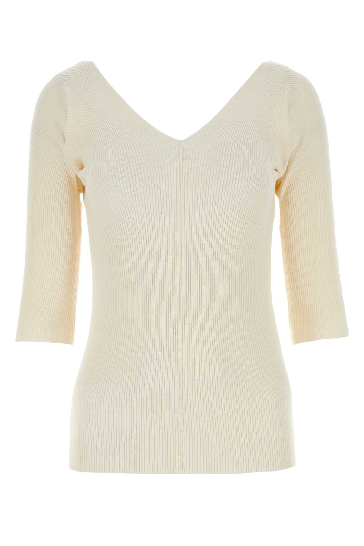 Shop Weekend Max Mara Ivory Viscose Bled Oceano Sweater In Ecru