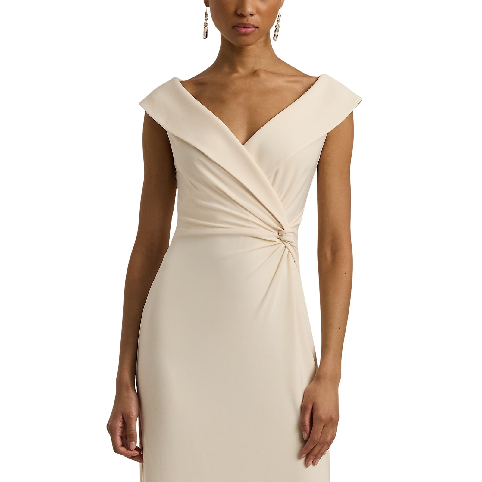 Shop Ralph Lauren Leonidas Sleeveless Gown In Mascarpone Cream