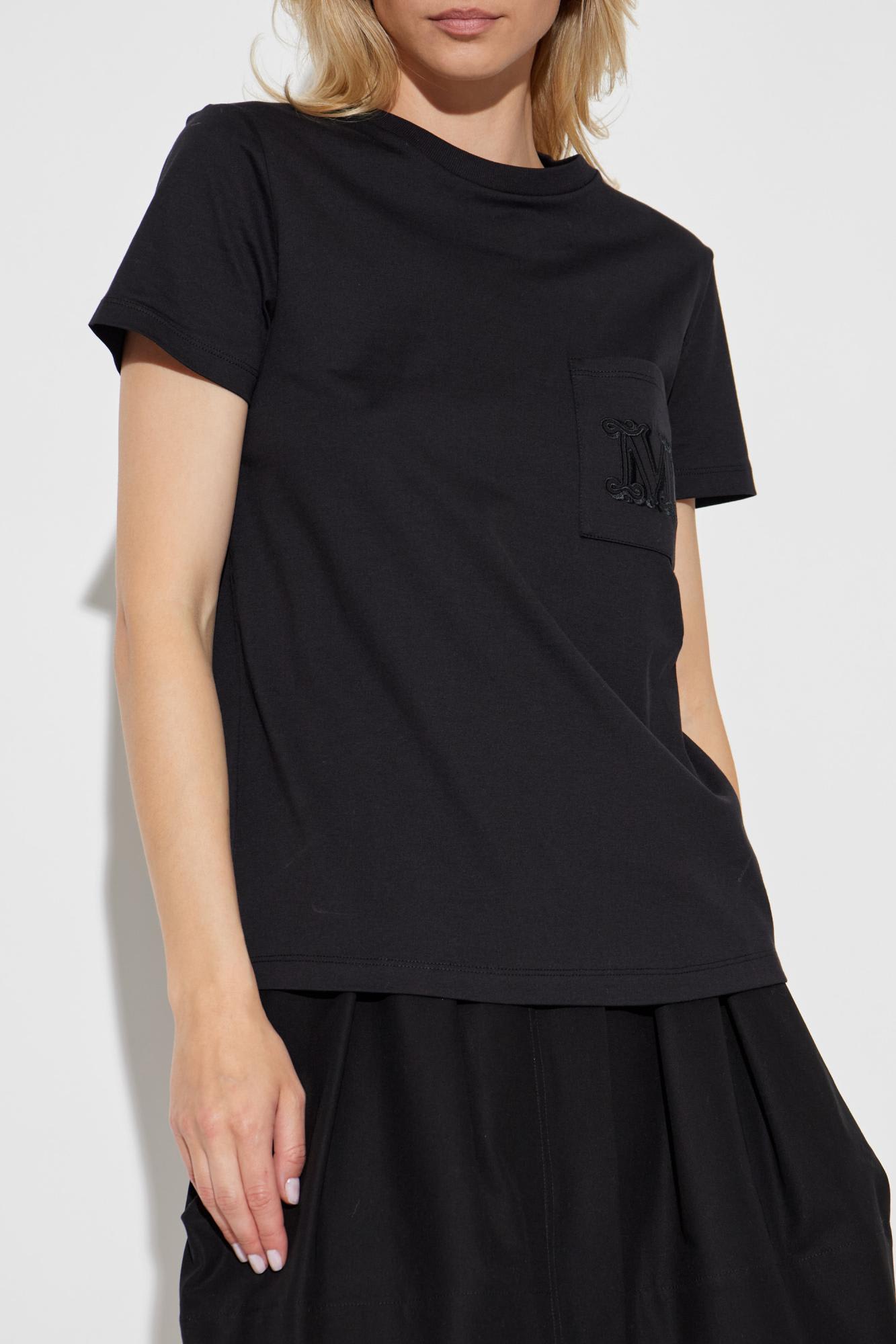 Max Mara Papaia Logo Embroidered T-shirt In Black