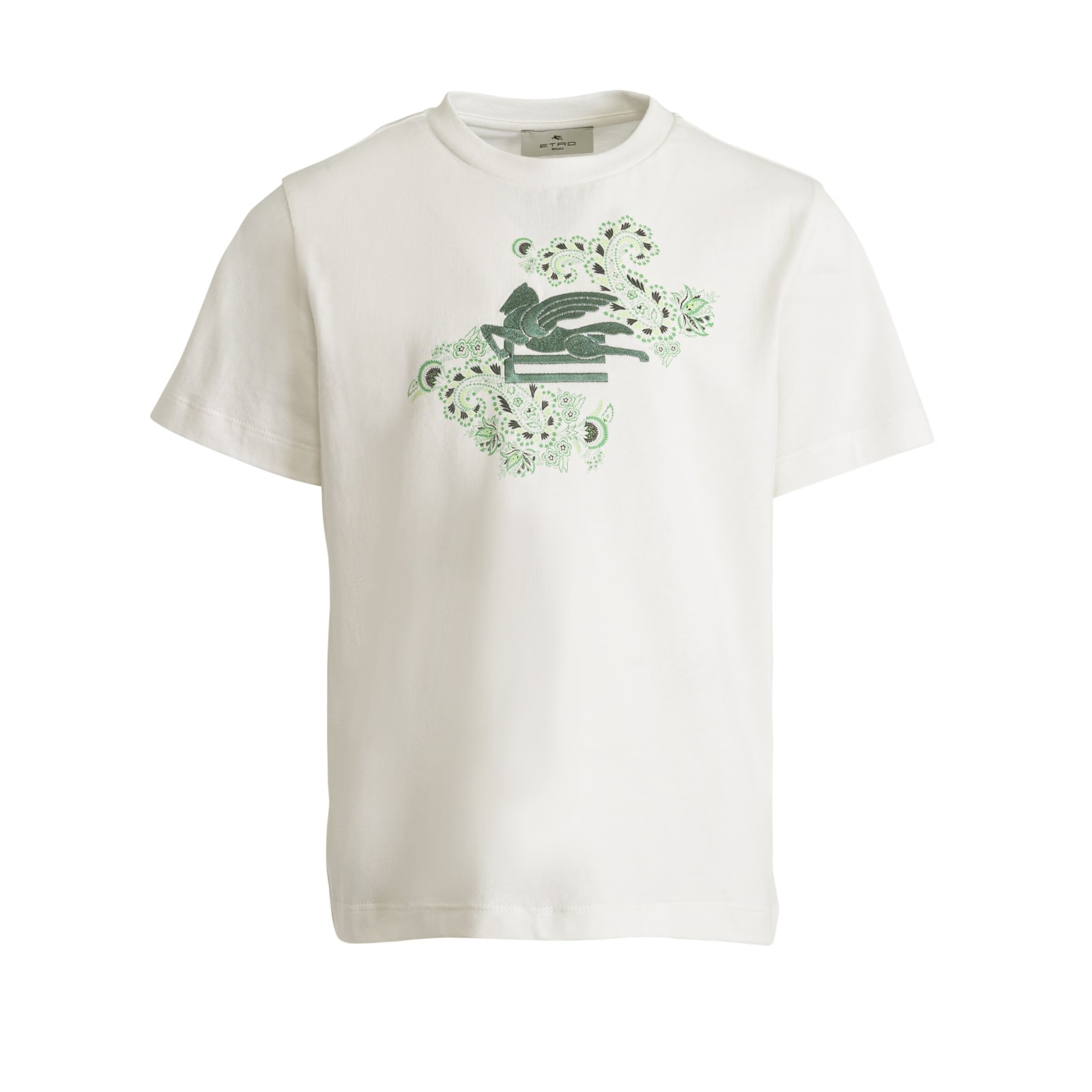 Shop Etro T-shirt With Pegasus Motif In Cream