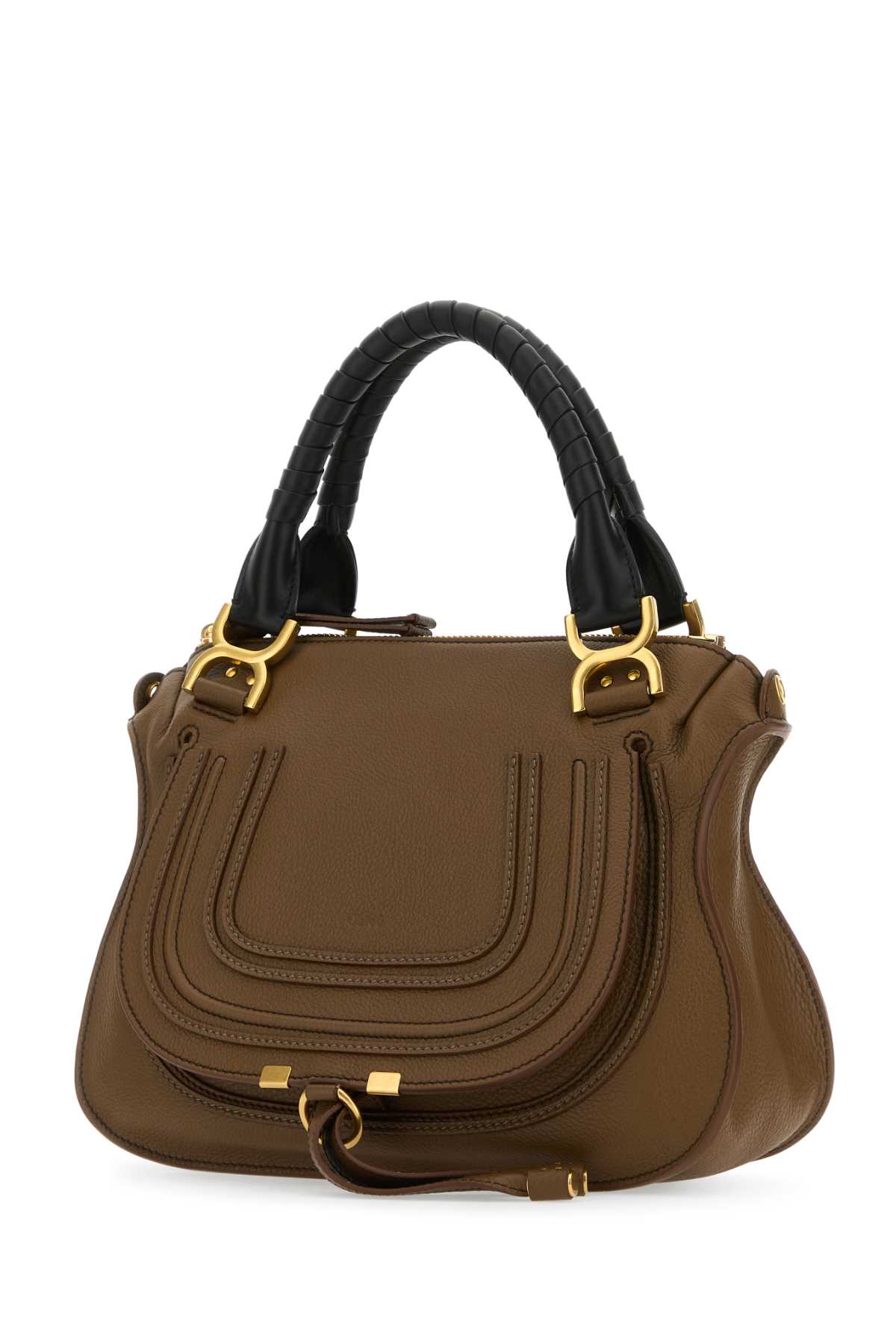 Shop Chloé Brown Leather Small Marcie Handbag In Palmbrown
