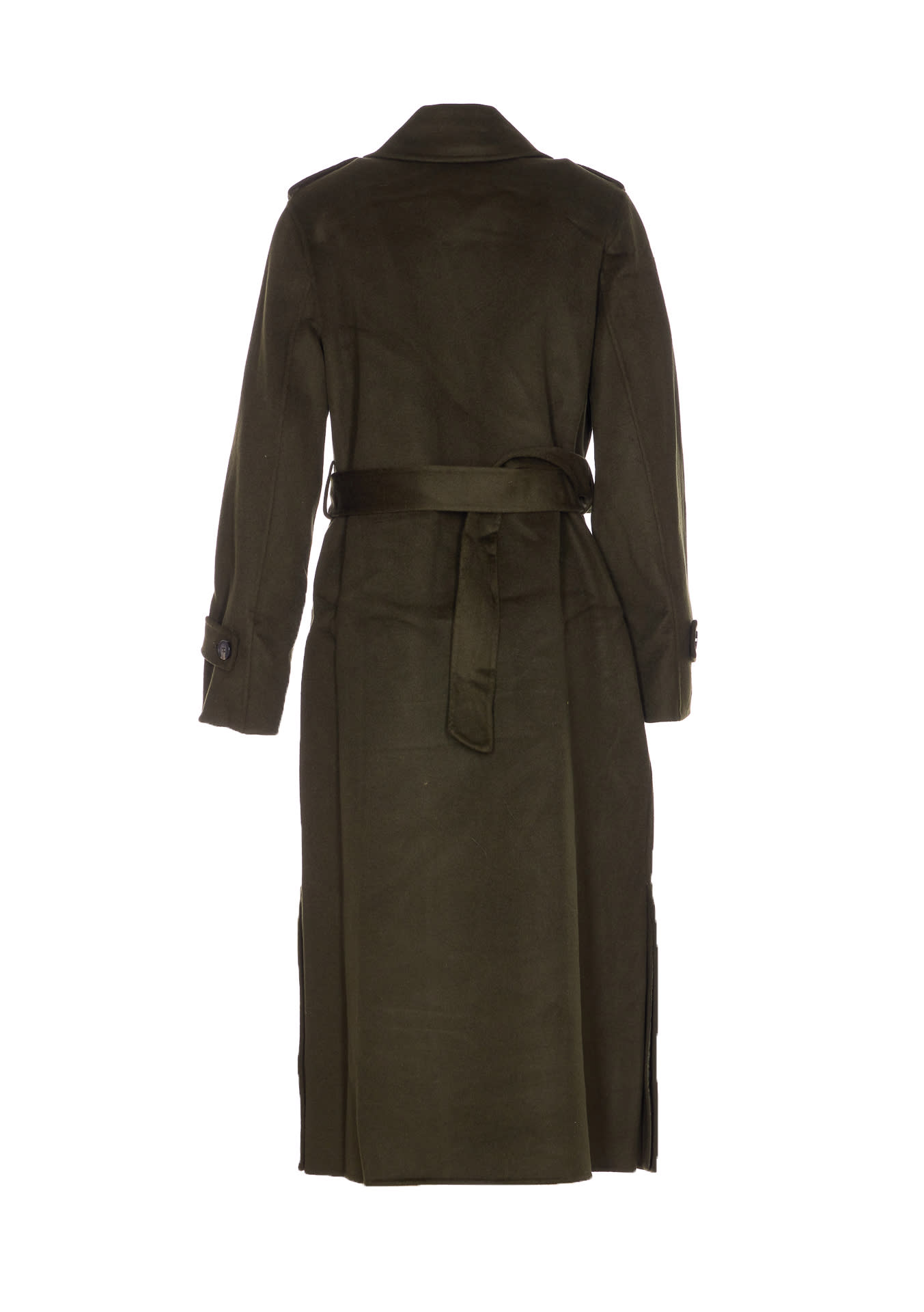 Michael Kors Long Double-breasted Brown Wool Coat With Belt In Brown