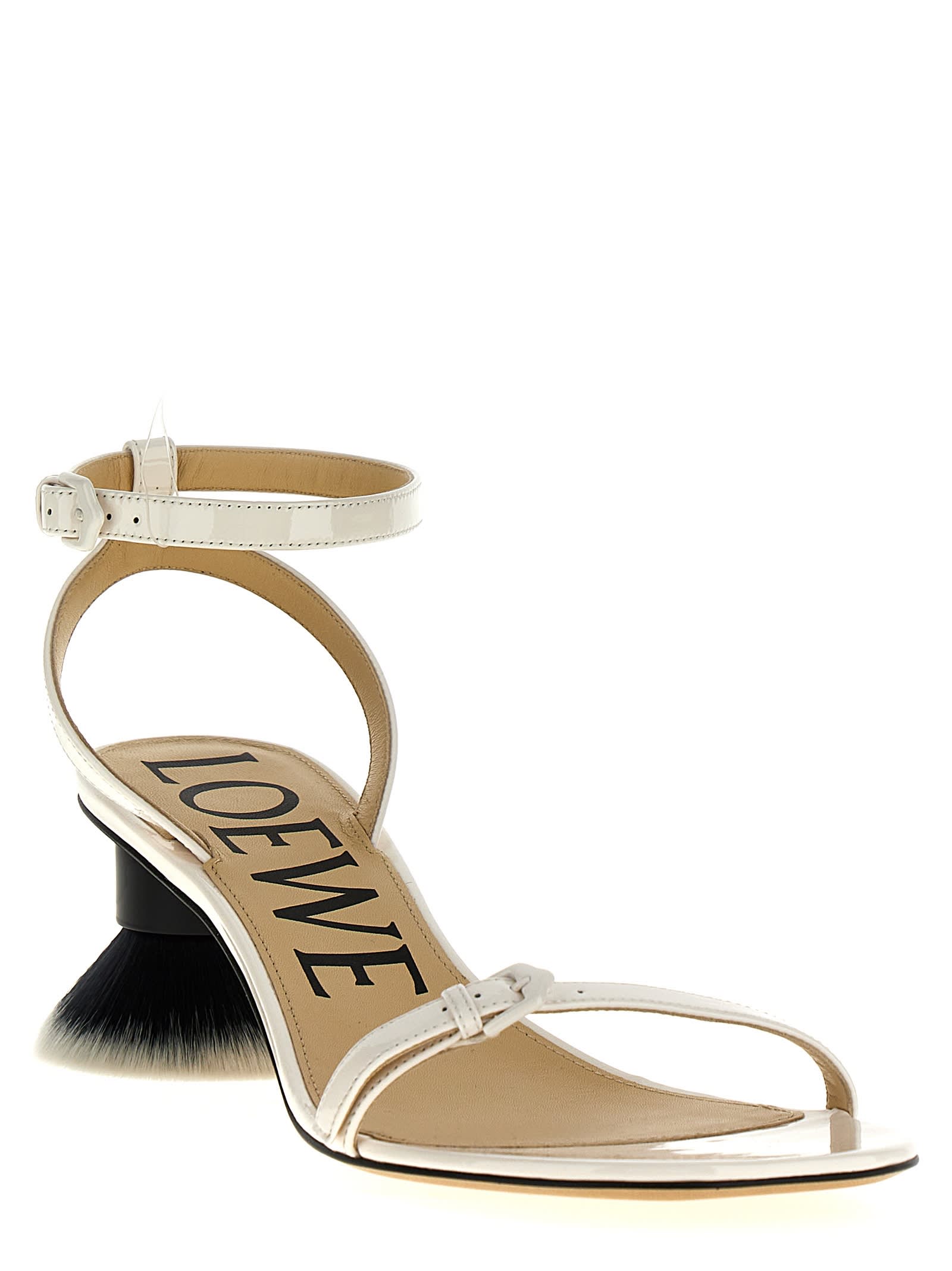 Shop Loewe Petal Brush Sandals In White/black