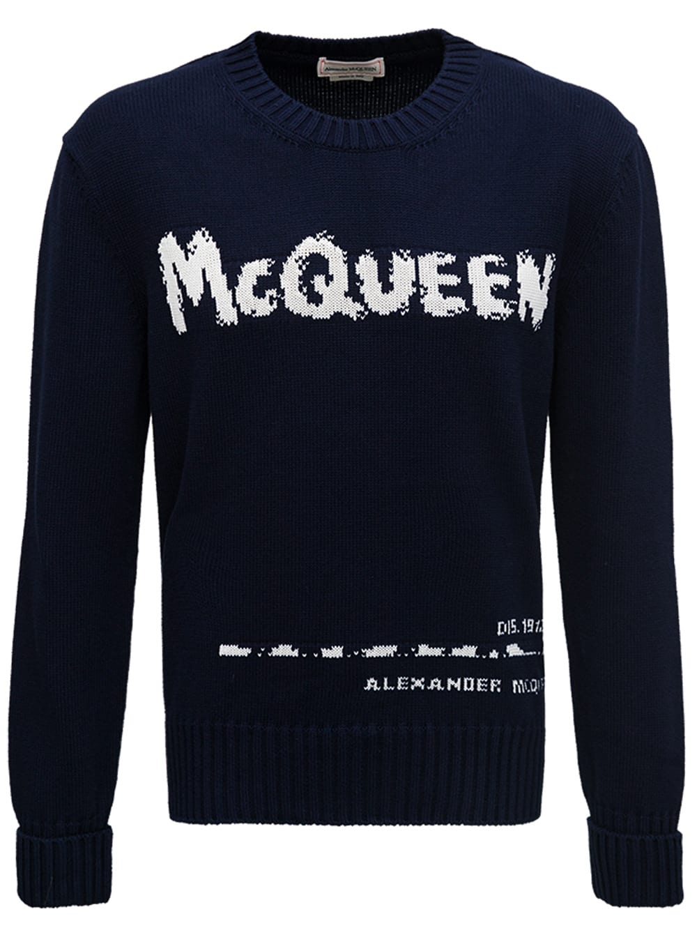 Alexander McQueen Blue Cotton Sweater With Logo