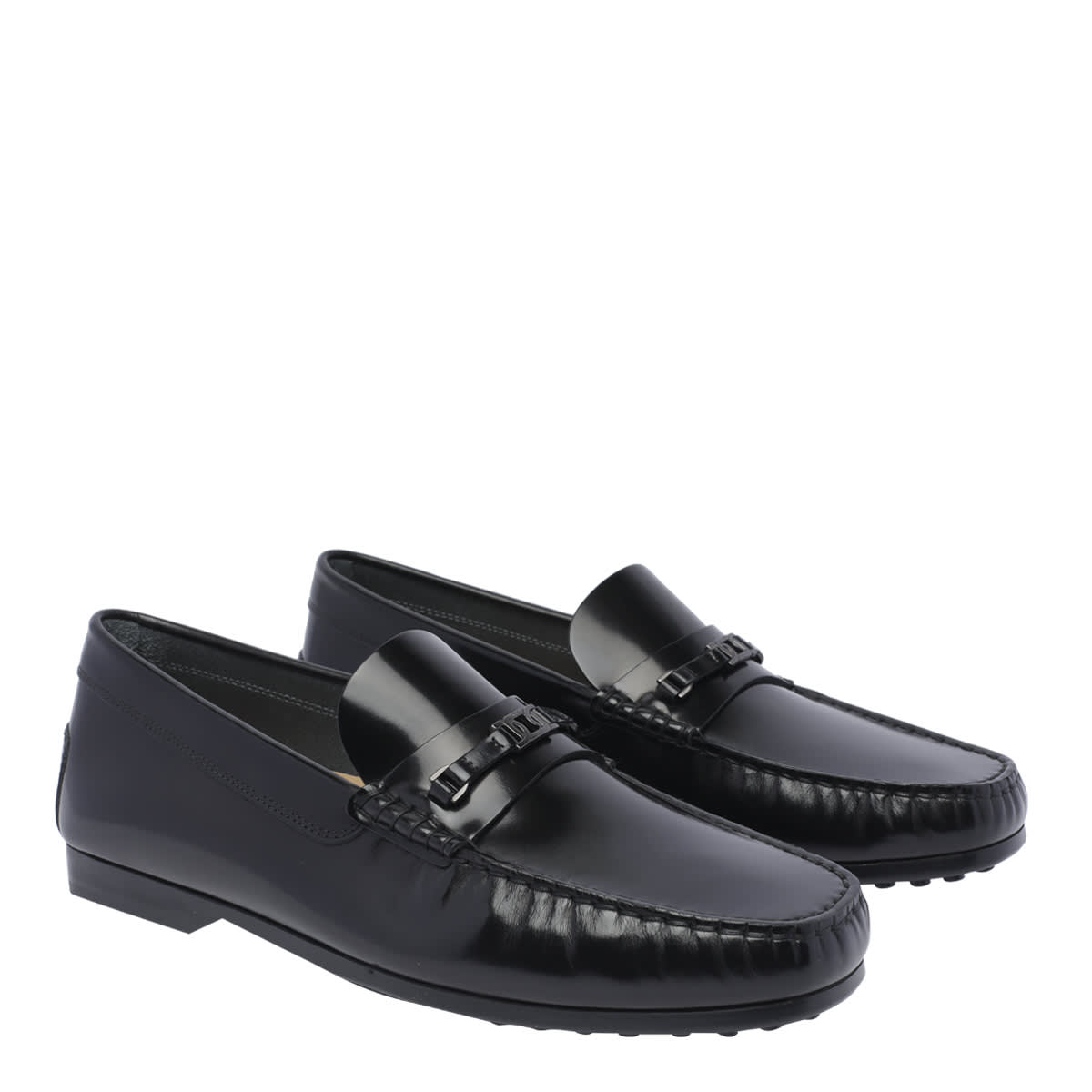 Shop Tod's Leather Loafers In Black