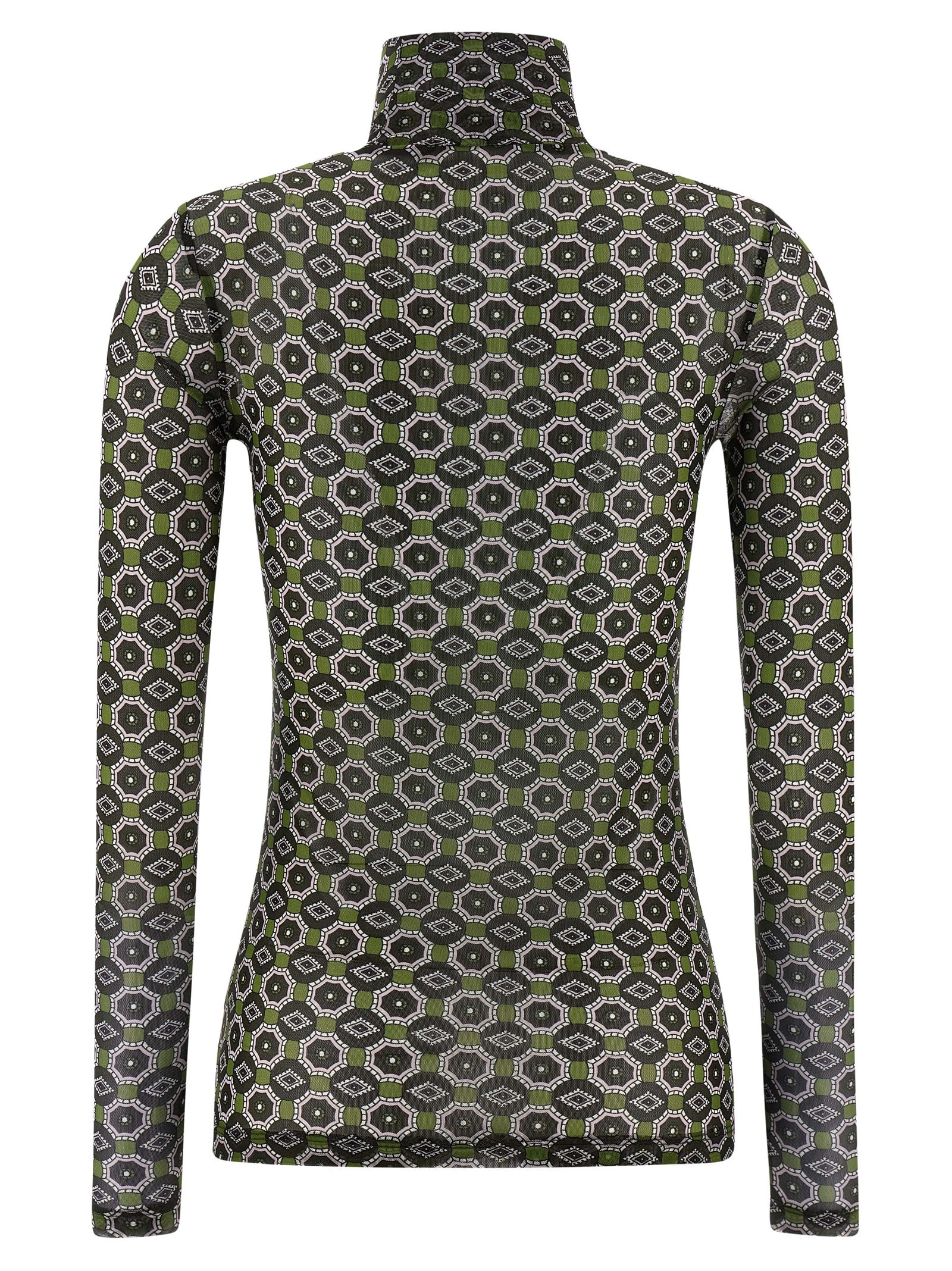 Dries Van Noten Geometric Pattern Turtleneck Long Sleeve Sweater In Multi
